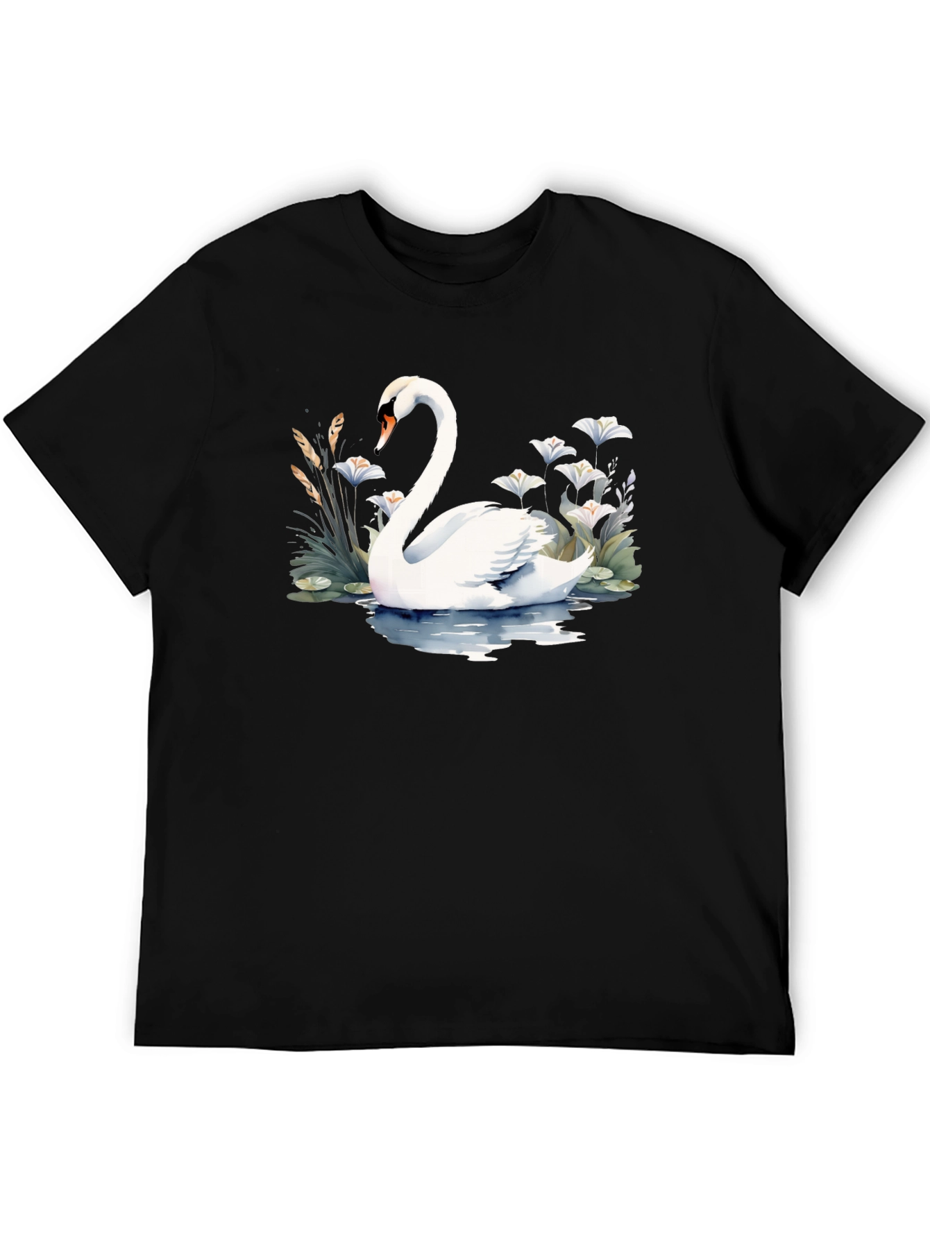 Black Elegant Swan Graphic Tee - Black view 5
