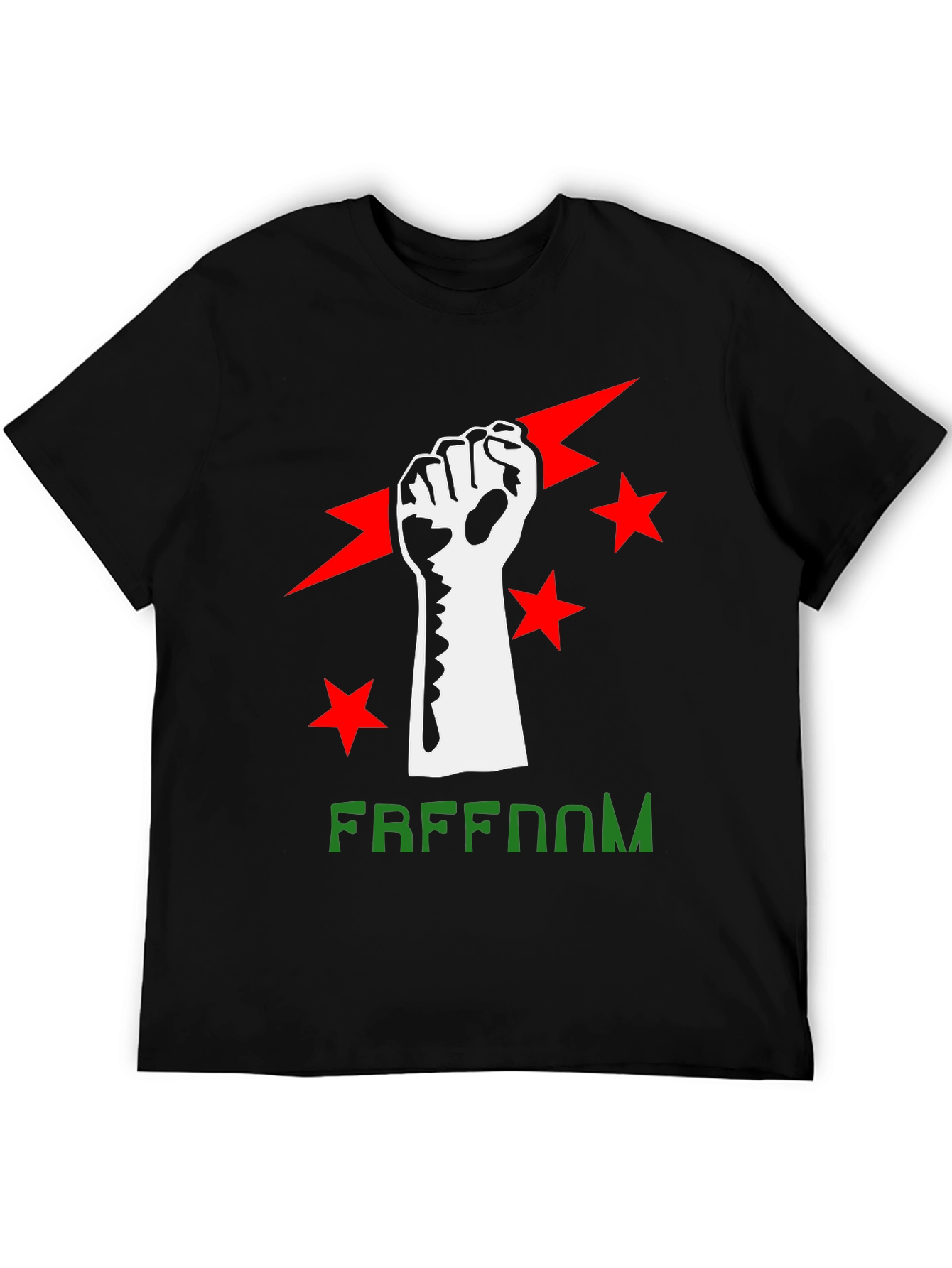 Black Freedom Fist Graphic Tee - Black Cotton Blend view 5