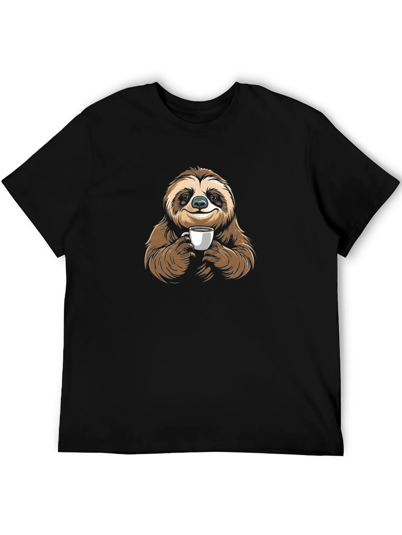 Black Sloth Coffee Lover Graphic T-Shirt view 5