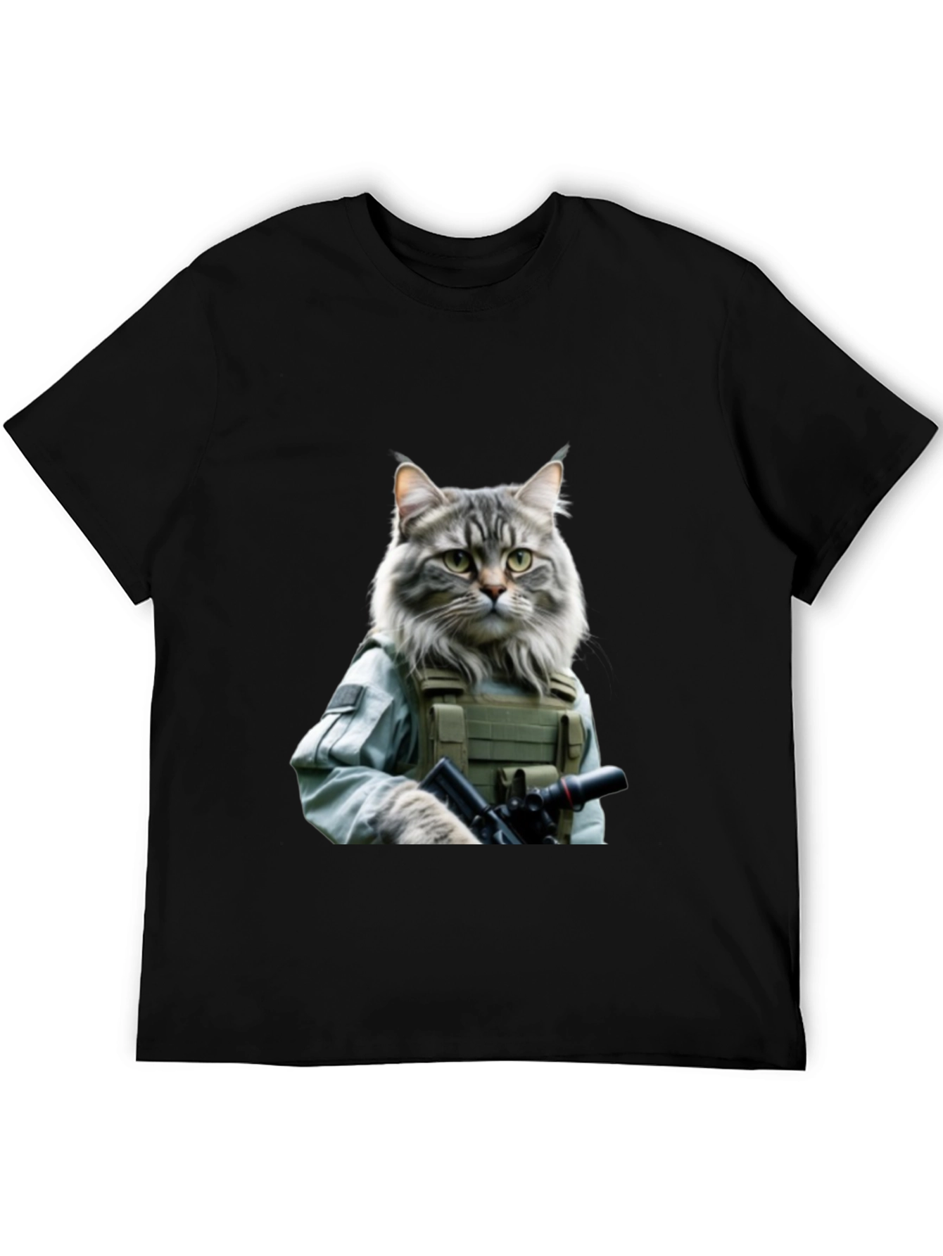 Black Tactical Cat T-Shirt - Military Style view 5