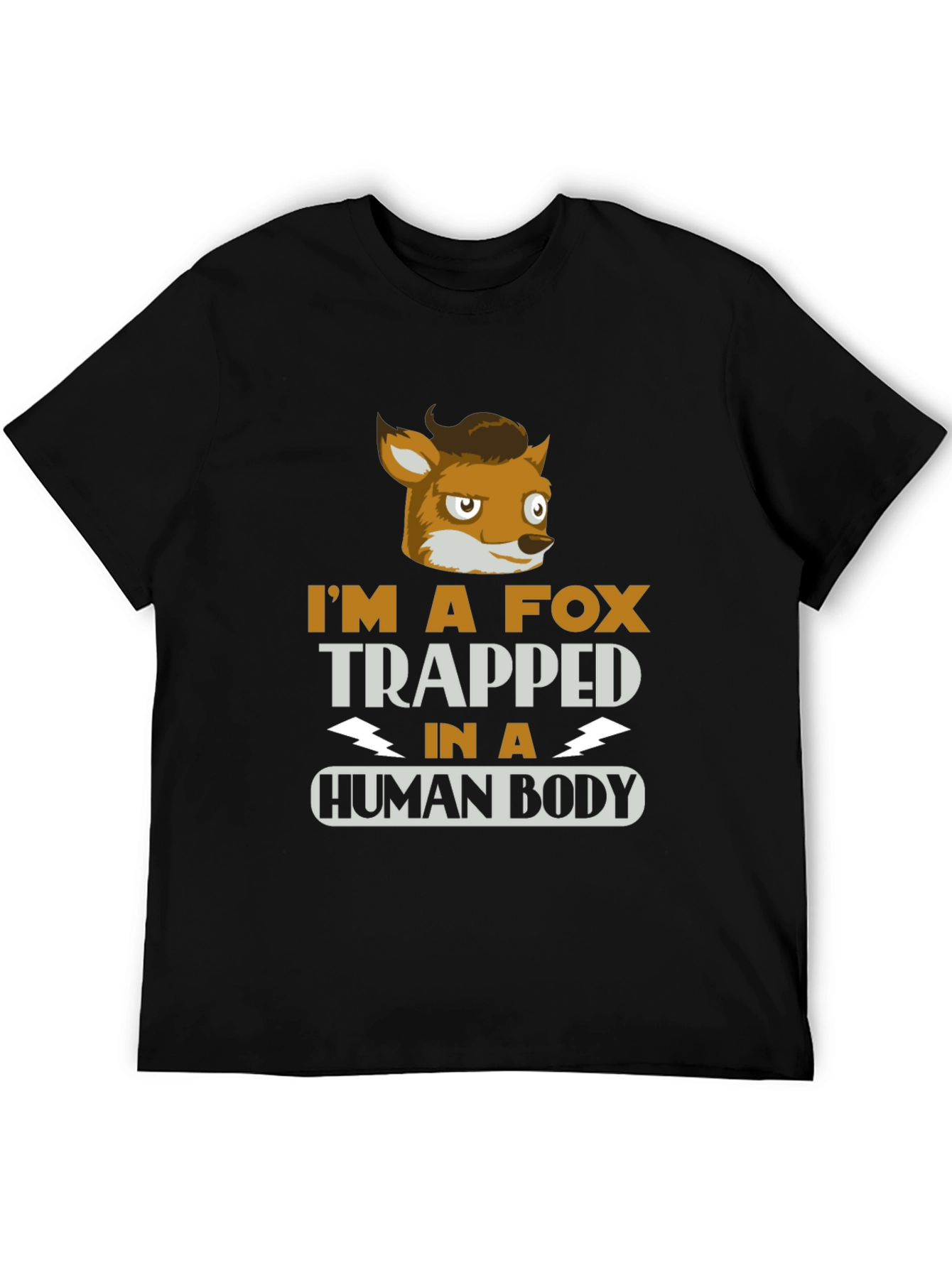 Black I'm A Fox Trapped in a Human Body T-Shirt view 5