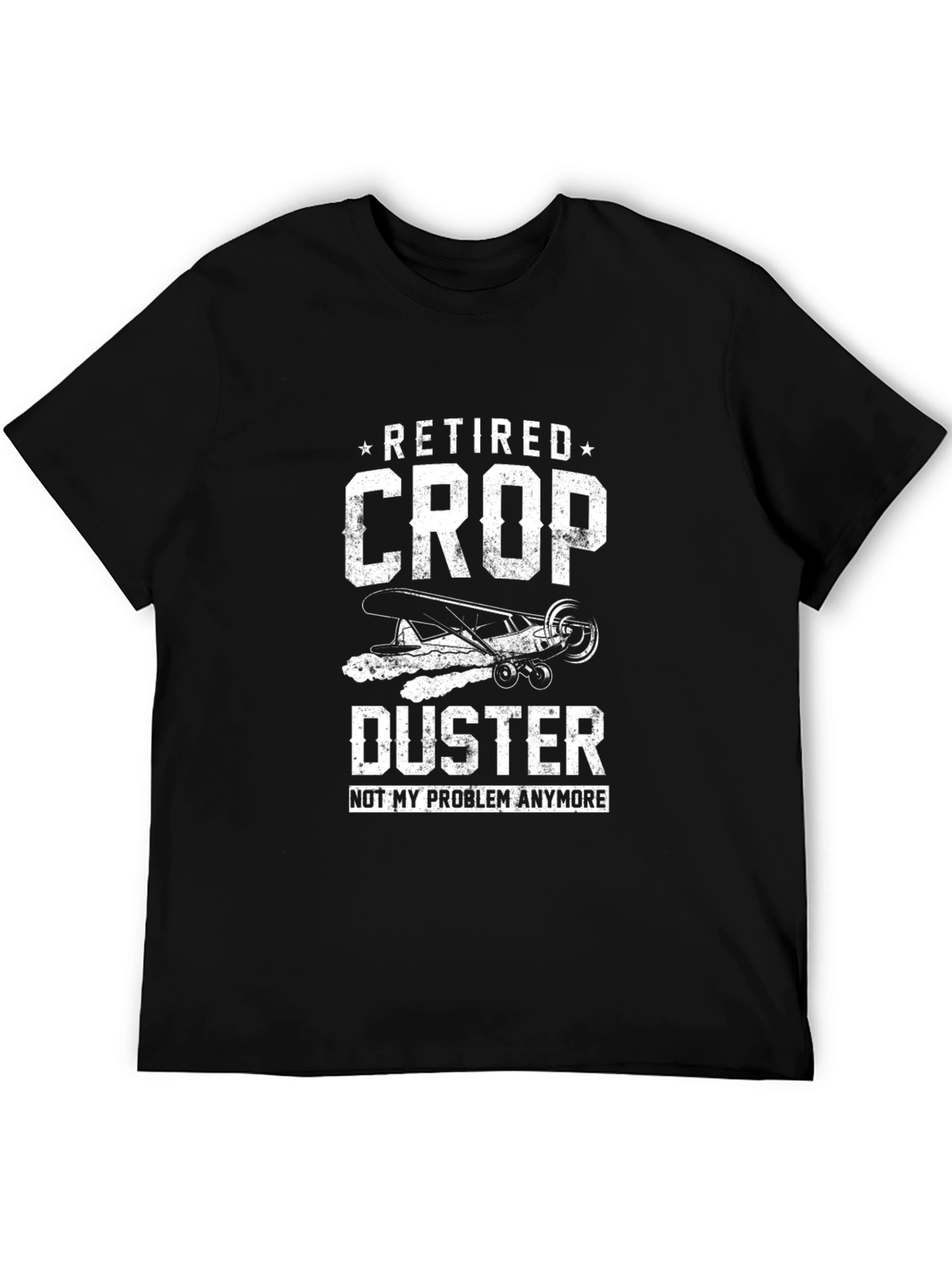 Black Retired Crop Duster T-Shirt - Funny Aviation Tee view 5