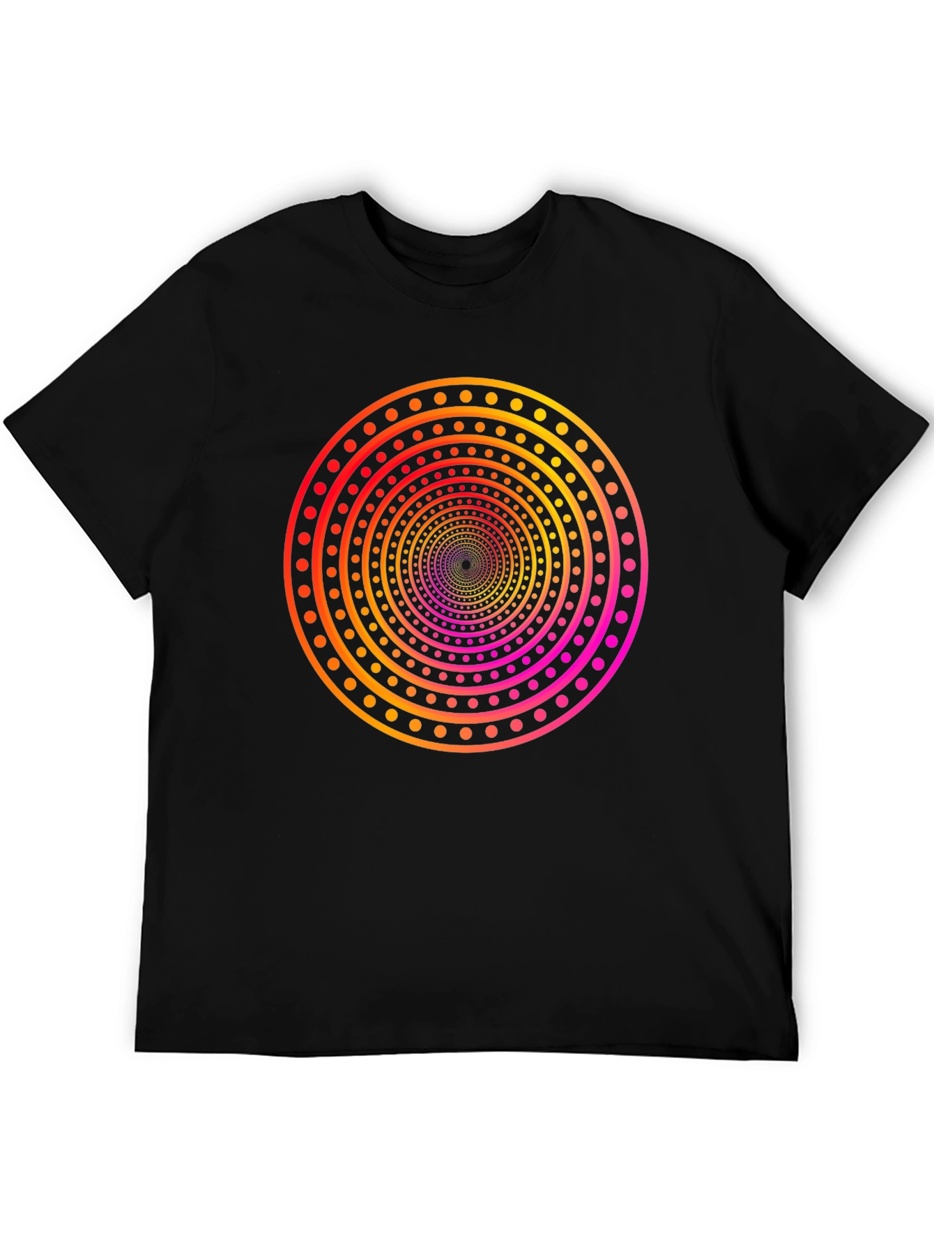 Black Hypnotic Circle Tee - Gradient Dot Pattern view 5