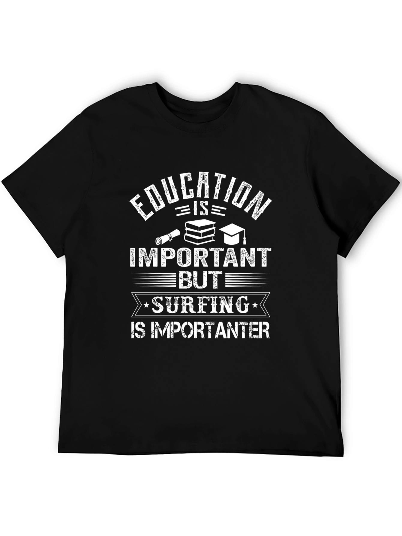 Black Education vs Surfing Graphic T-Shirt view 5