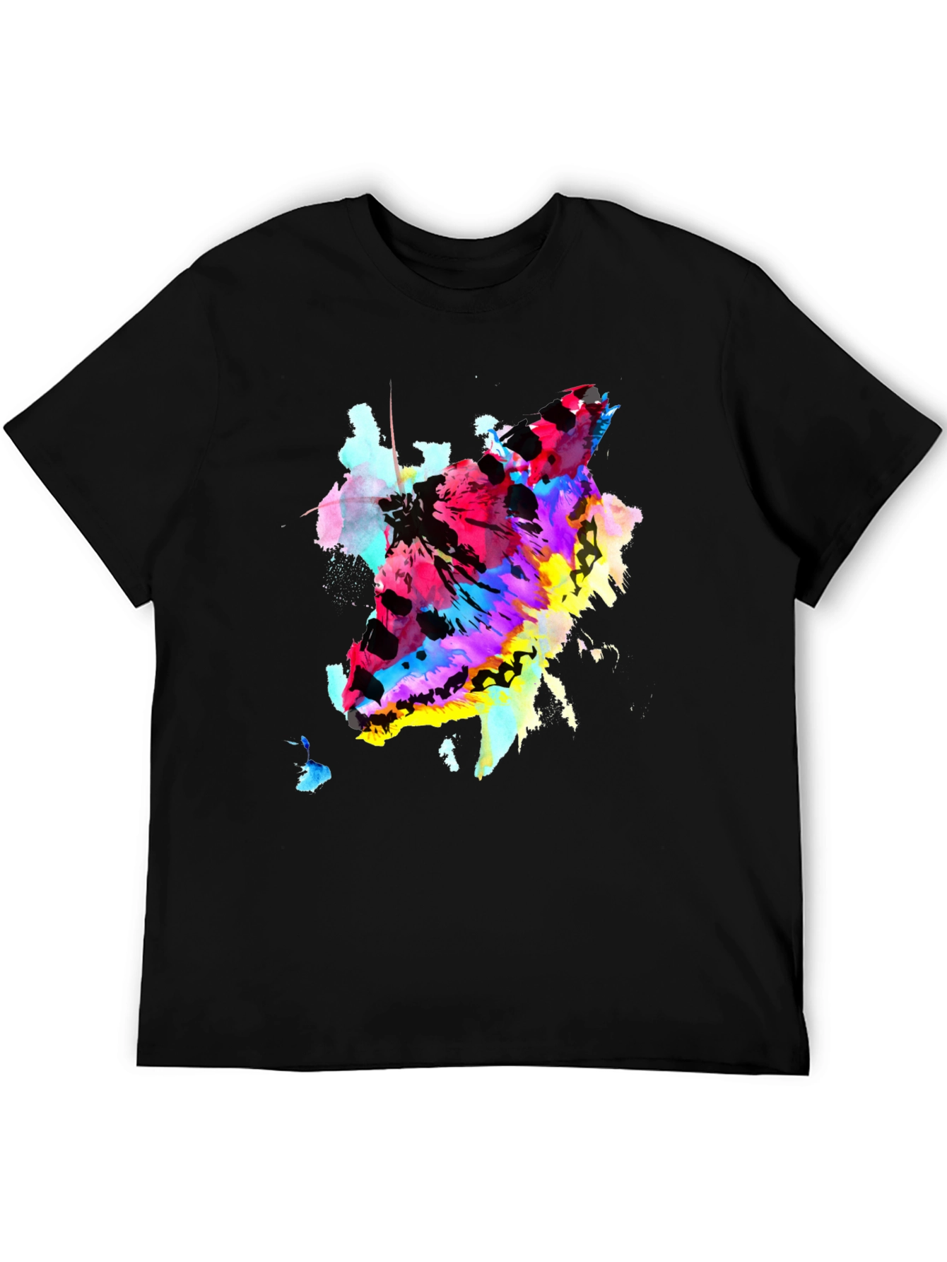 Black Abstract Butterfly Graphic Print Crew Neck T-Shirt view 5