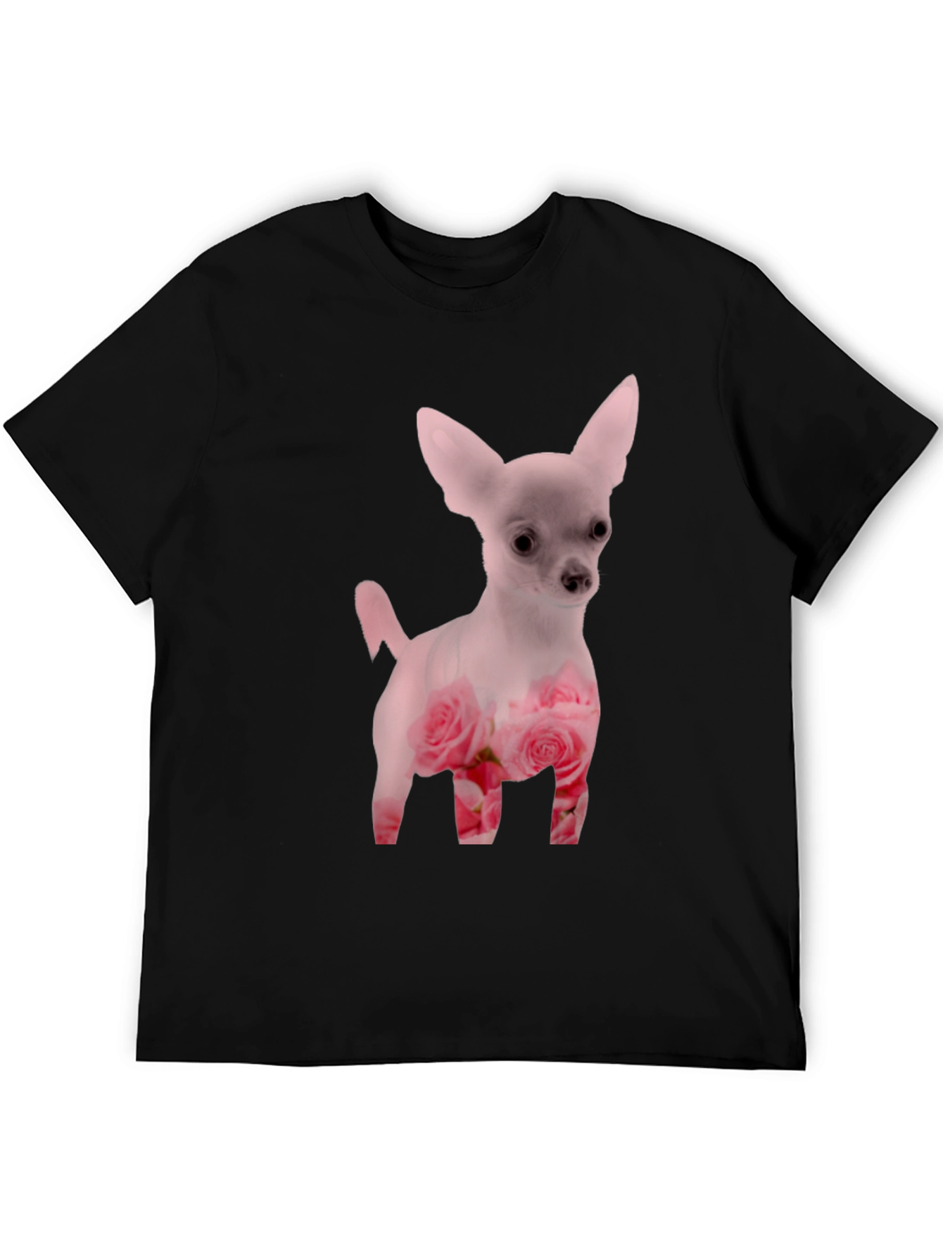 Black Floral Chihuahua T-Shirt - Black view 5