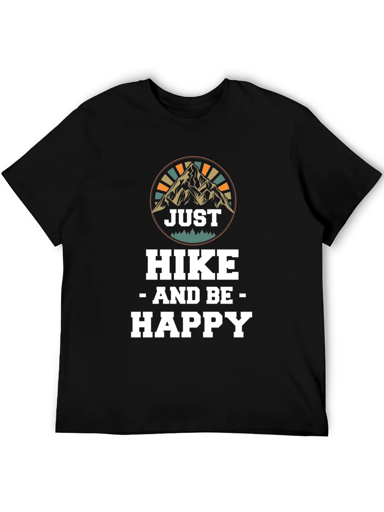 Black Just Hike and Be Happy Black T-Shirt view 5