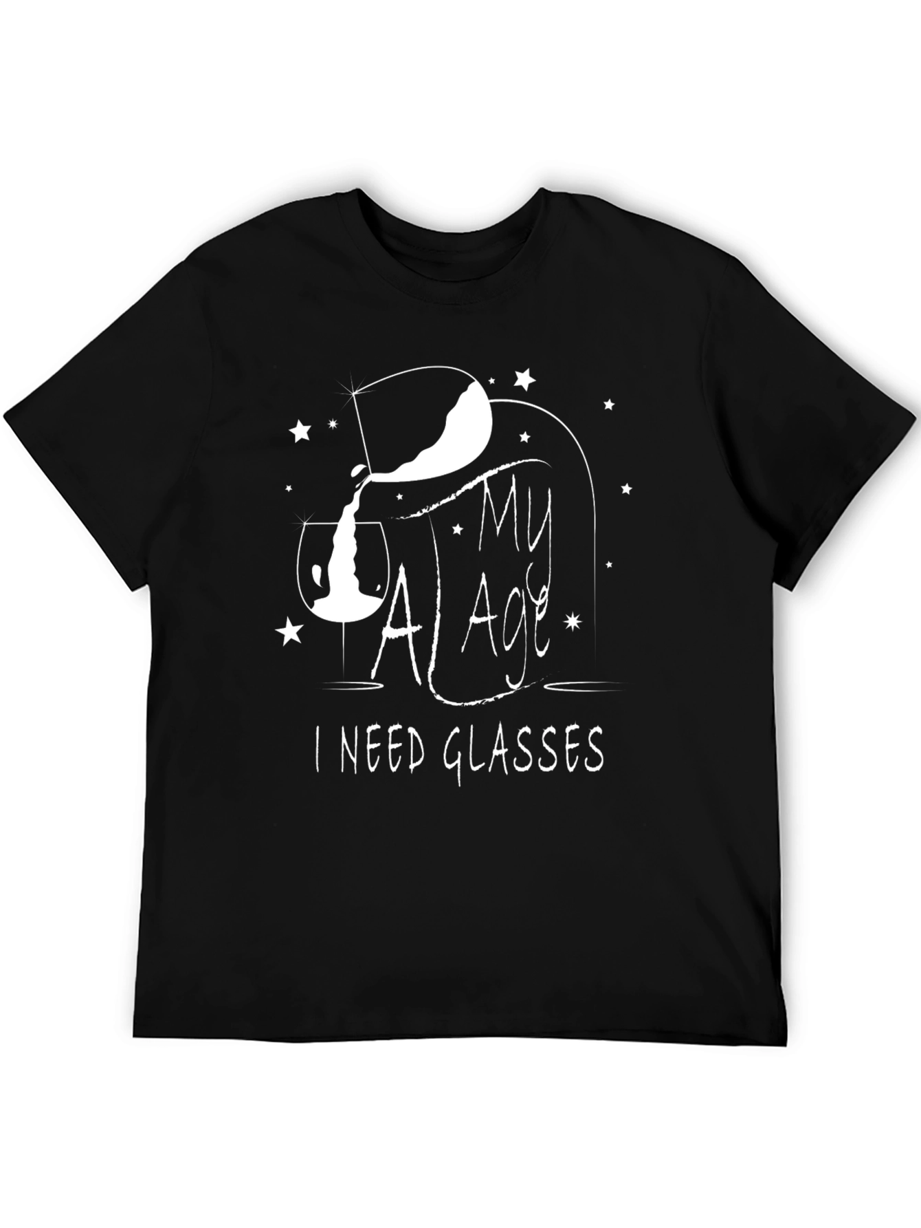 Black Funny My Age I Need Glasses Wine Lover T-Shirt view 5