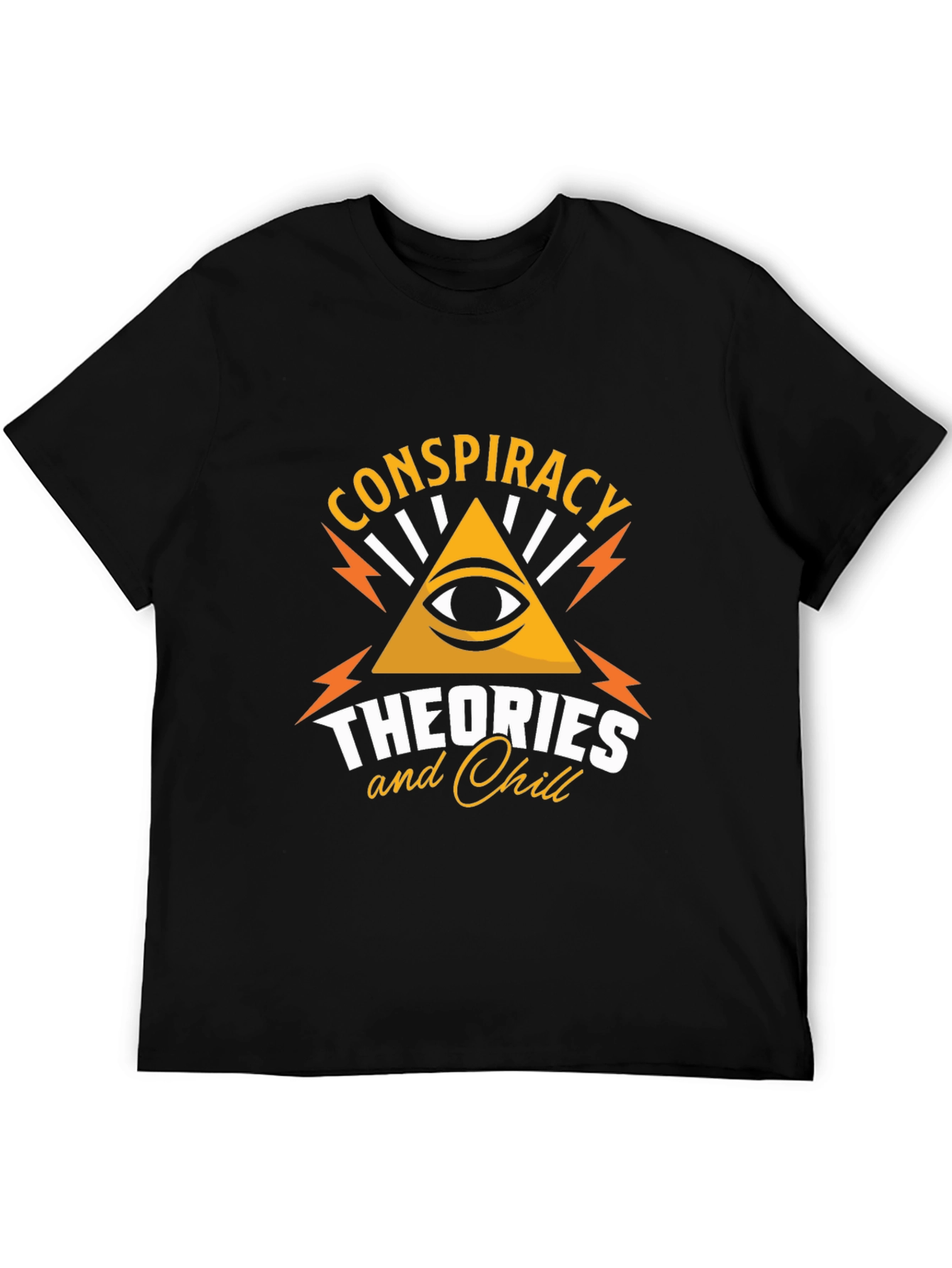 Black Conspiracy Theories & Chill Graphic Tee - Black Cotton T-Shirt view 5