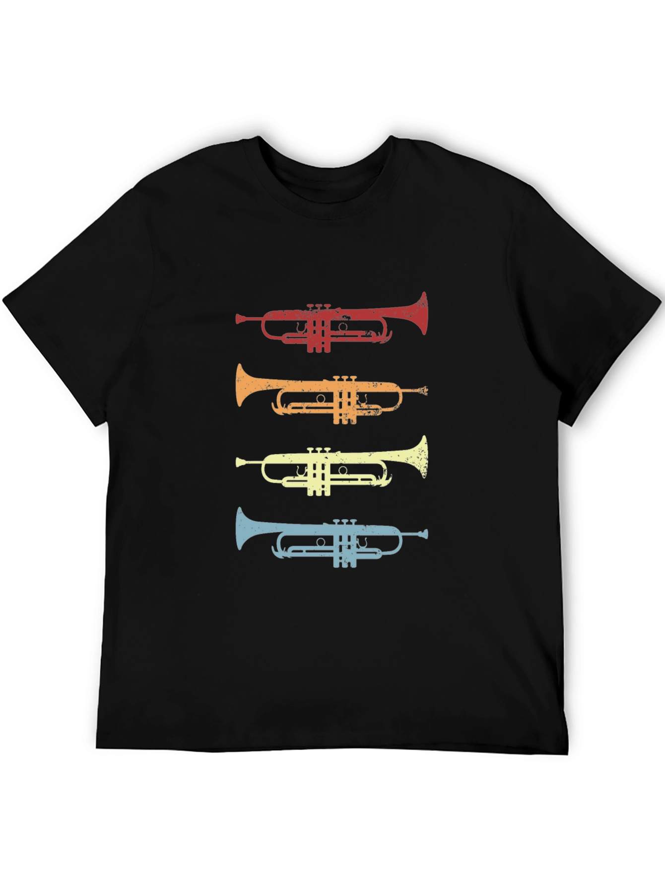 Black Retro Trumpet T-Shirt - Vintage Musical Instrument Tee view 5