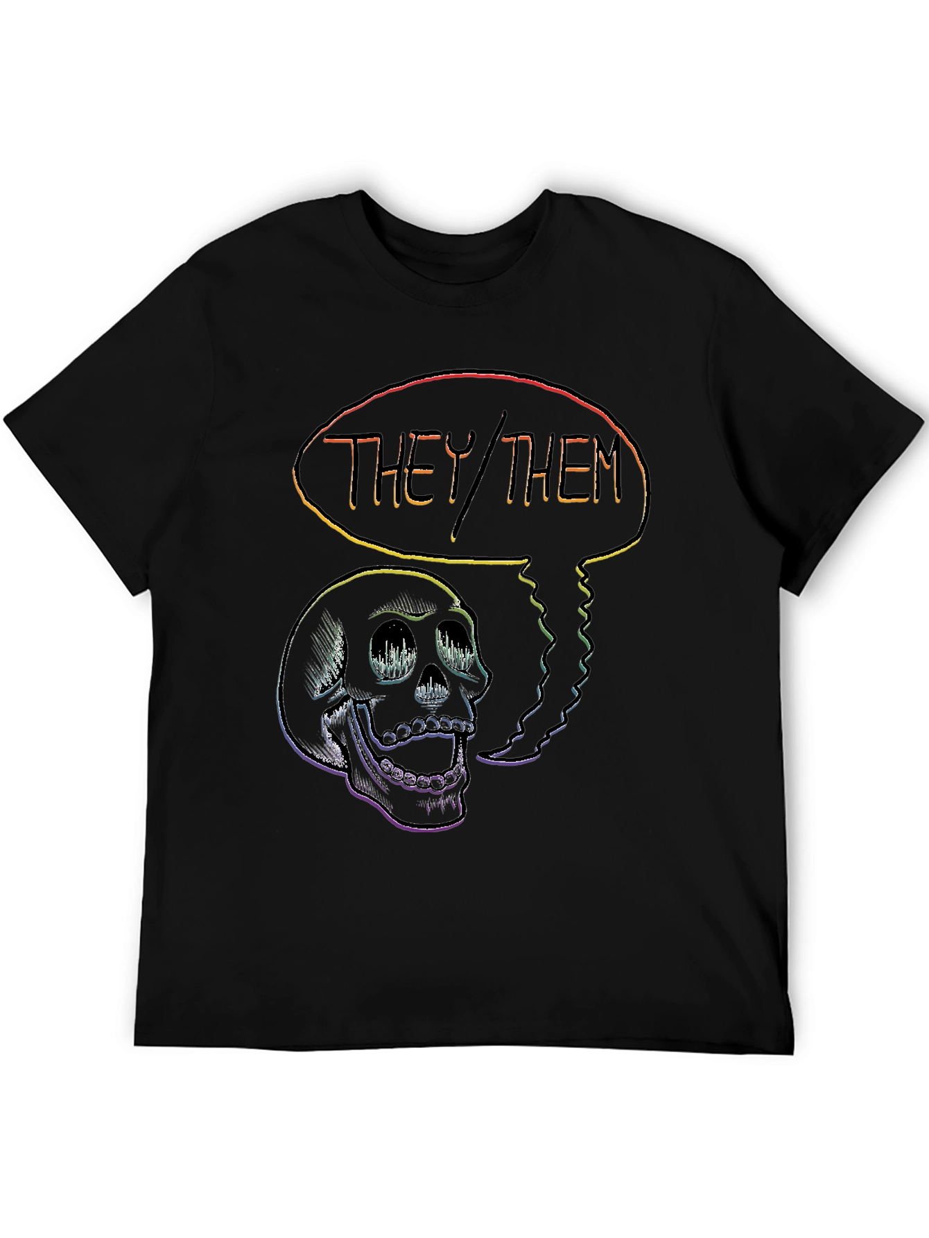 Black THEY/THEM Skull Graphic Tee - Pride & Empowerment view 5