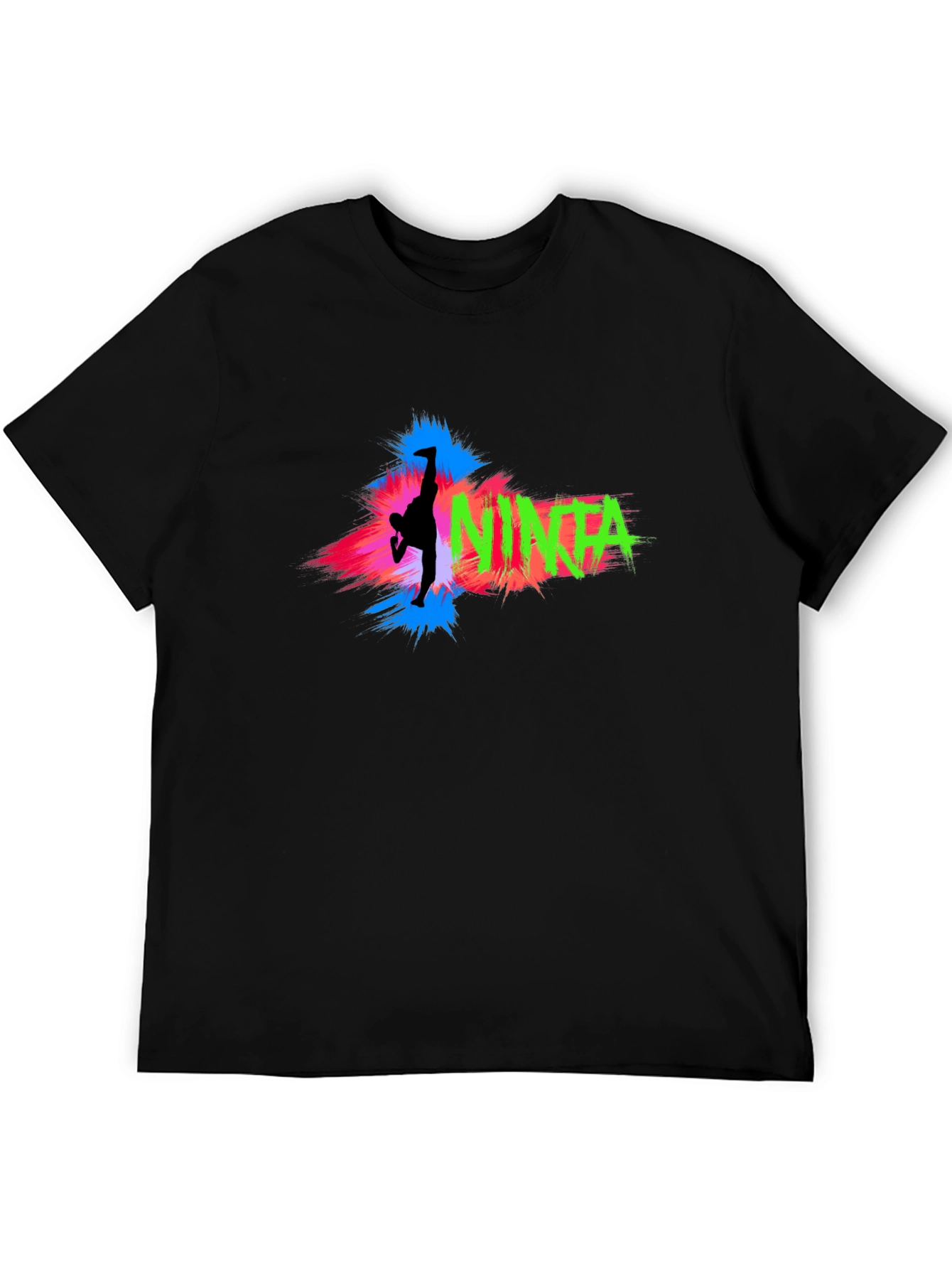 Black Ninja Kick Graphic T-Shirt - Black view 5