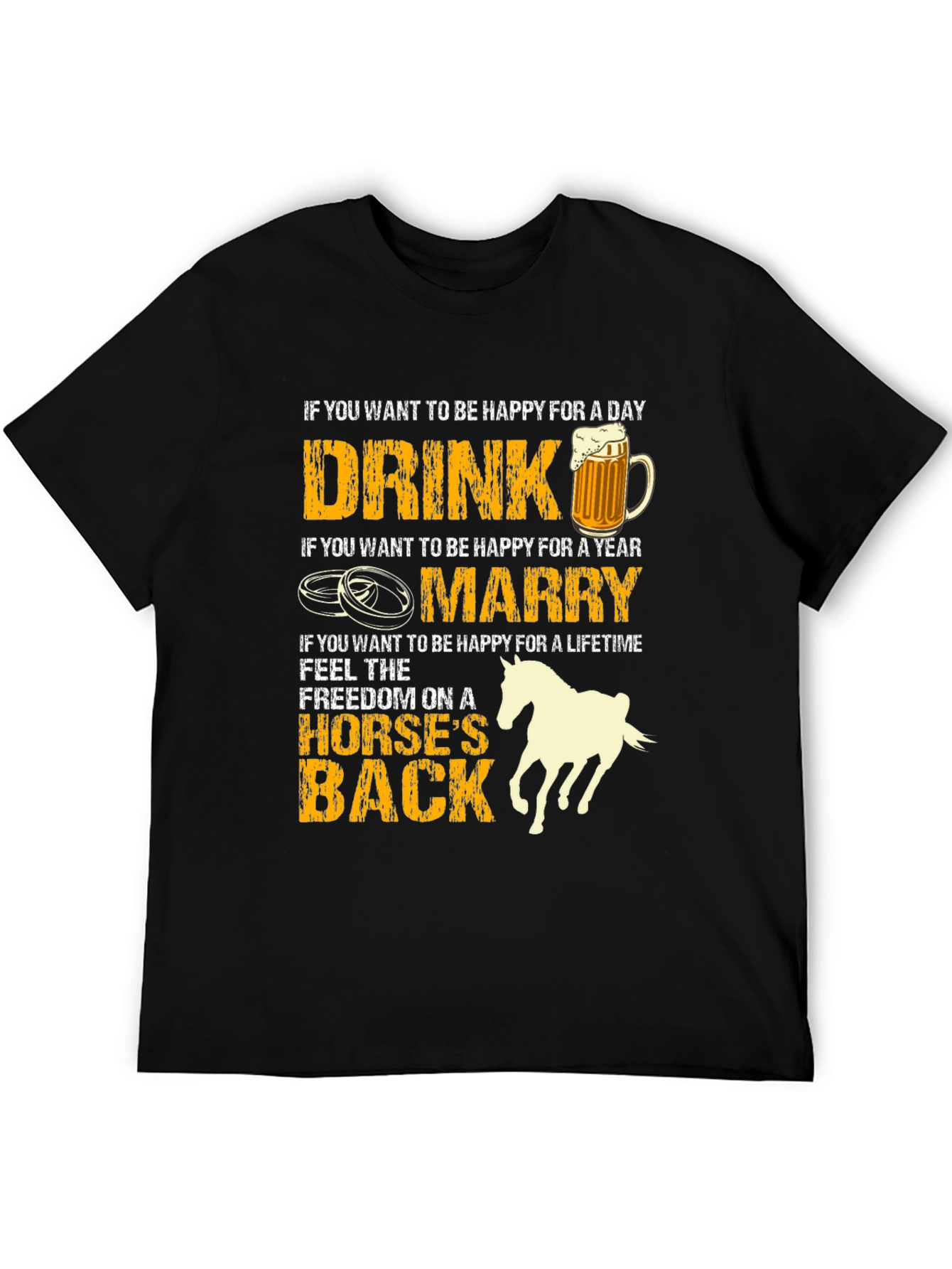 Black Drink Marry Horse T-Shirt: Happiness Guide view 5