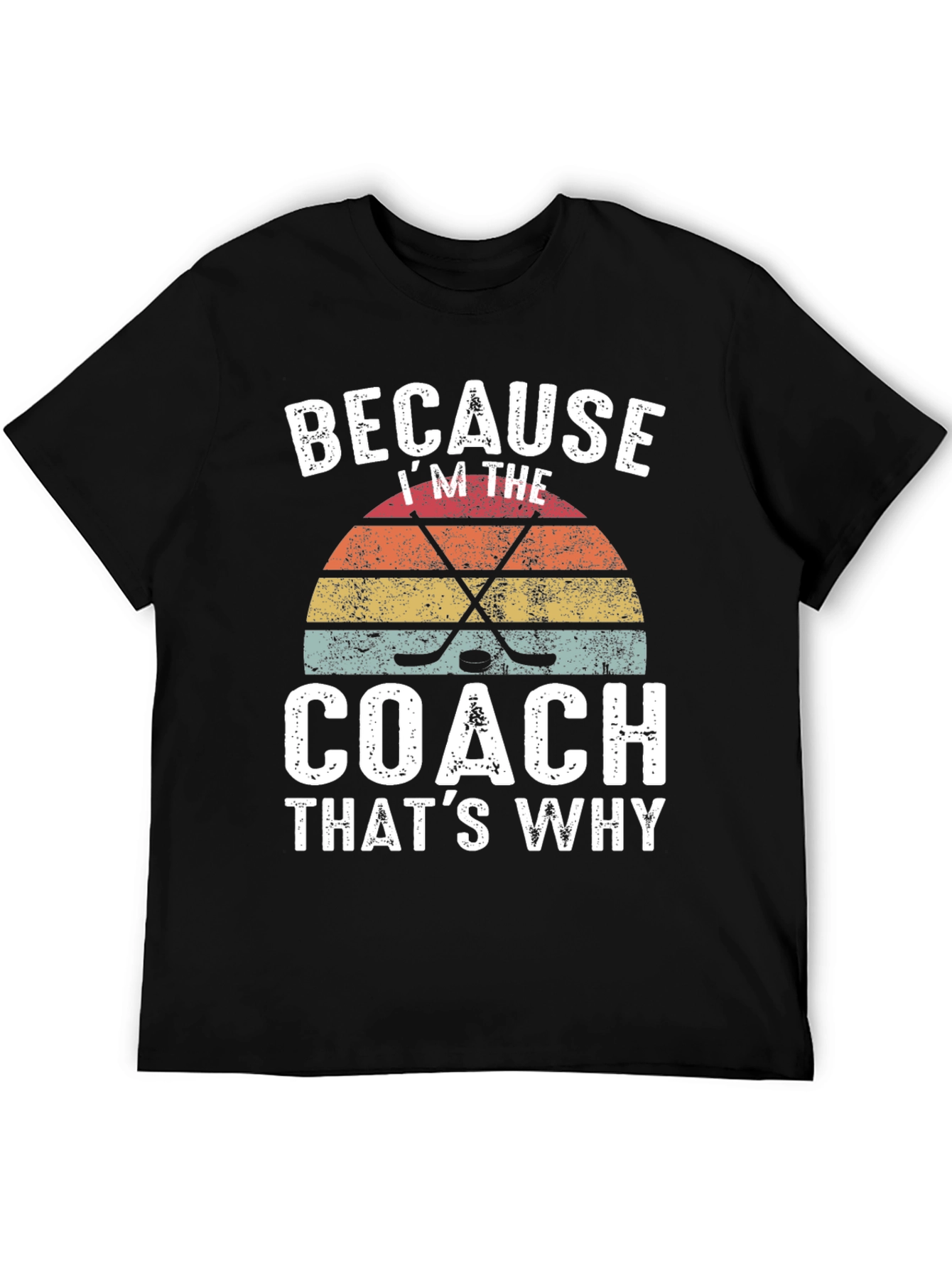 Black Because I'm the Coach Hockey Graphic Tee view 5