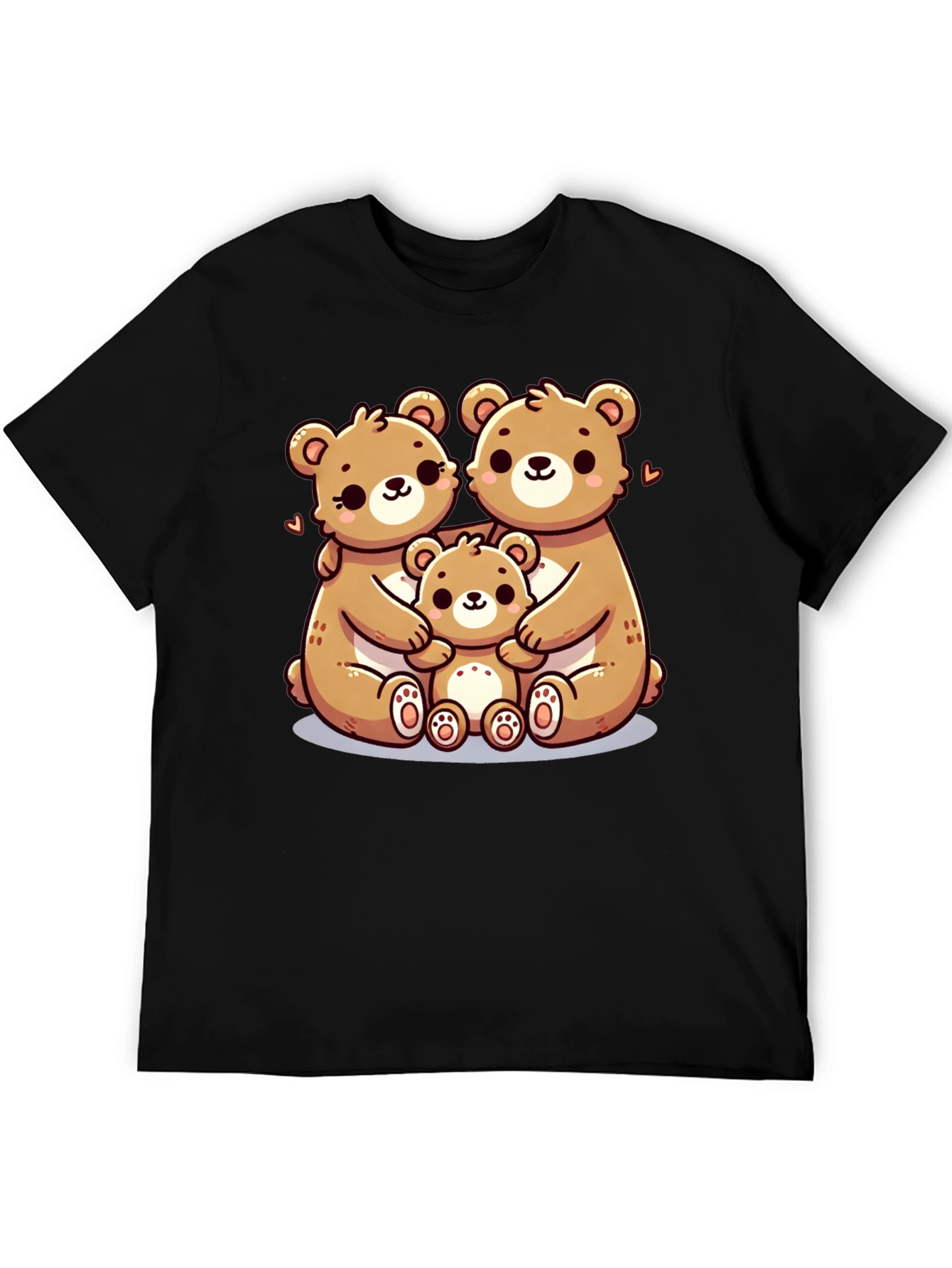 Black Cute Bear Family Graphic Tee - Black view 5