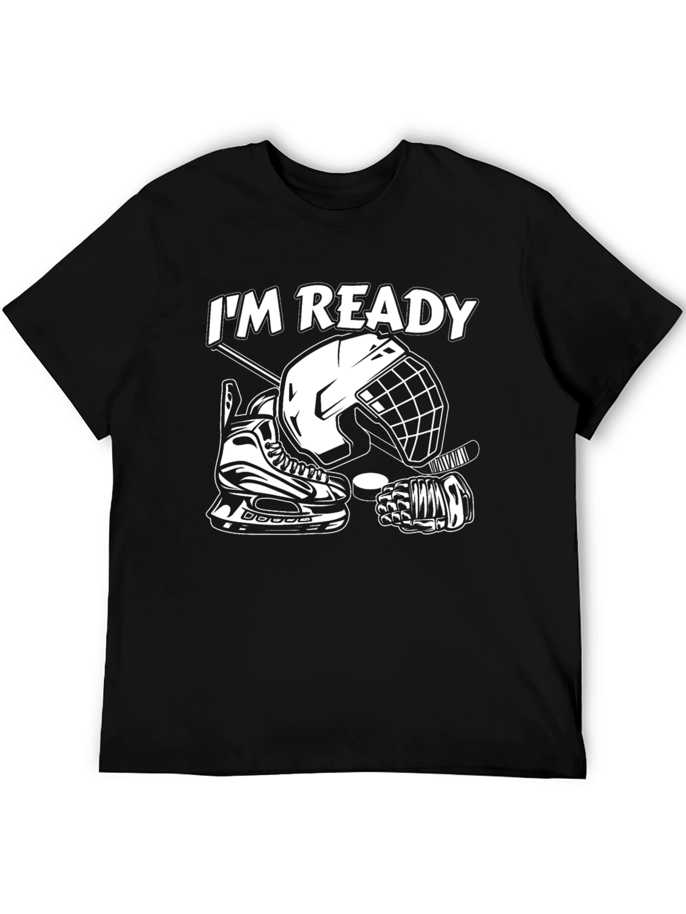 Black I'm Ready Hockey T-Shirt view 5