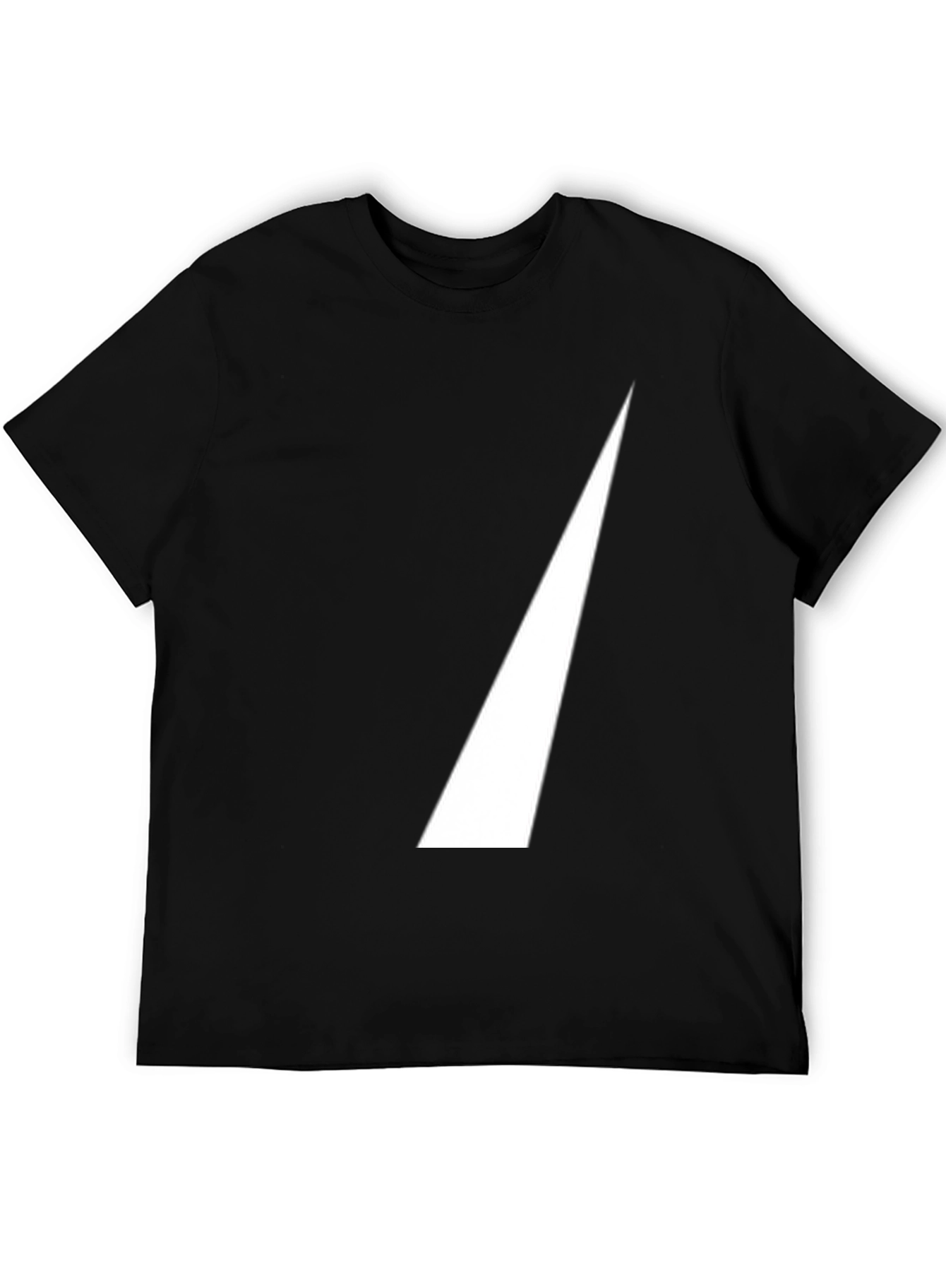 Black Men's Black T-Shirt with White Triangle Design view 5