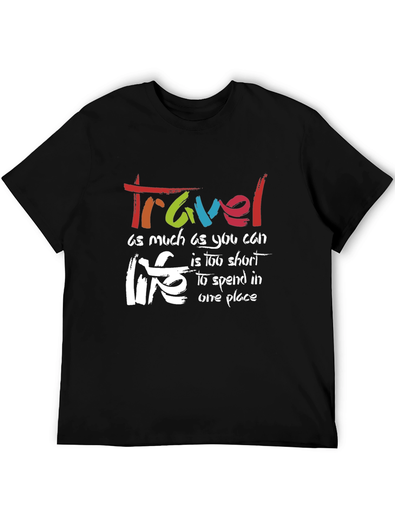 Black Travel Life Black Graphic T-Shirt view 5