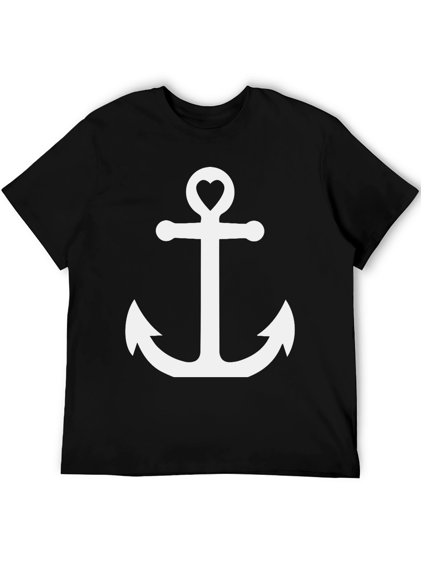 Black Anchor Heart Graphic Tee - Black Cotton T-Shirt view 5
