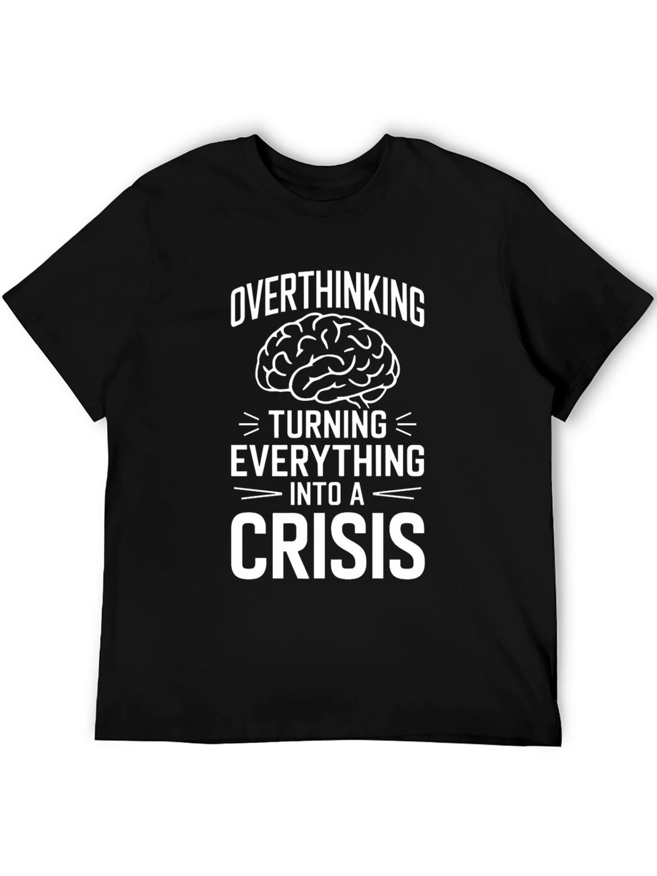 Black Overthinking Crisis T-Shirt Funny Graphic Tee view 5