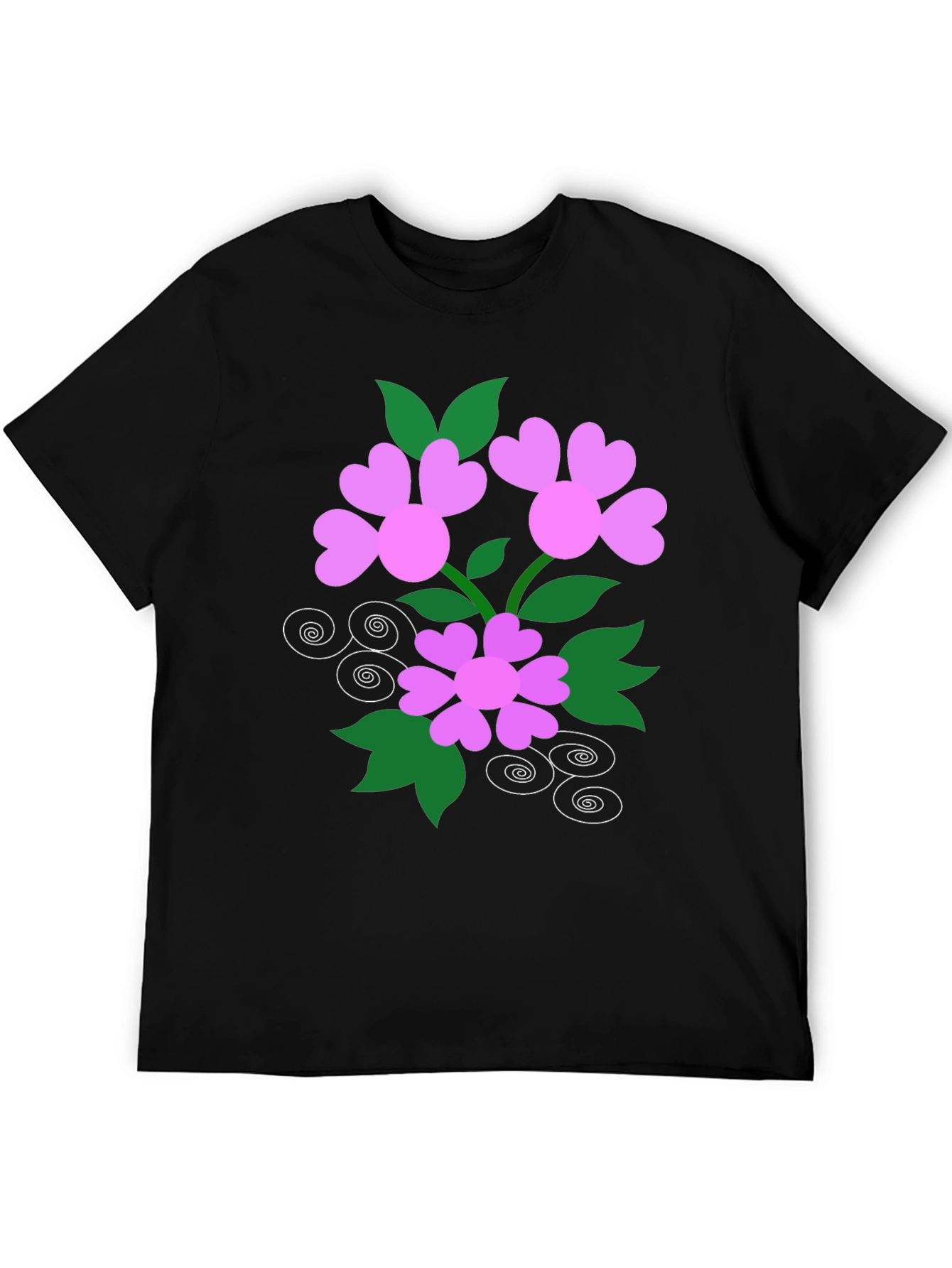 Black Floral Heart Tee - Black Cotton Blend view 5