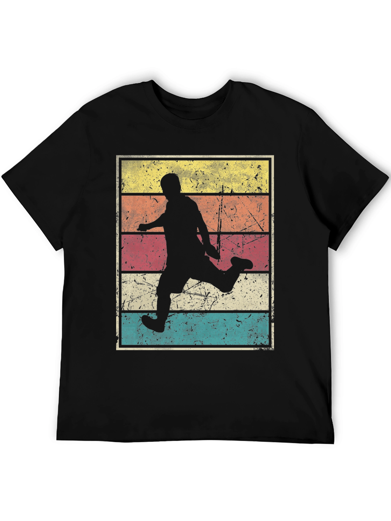 Black Retro Soccer Player Graphic T-Shirt view 5