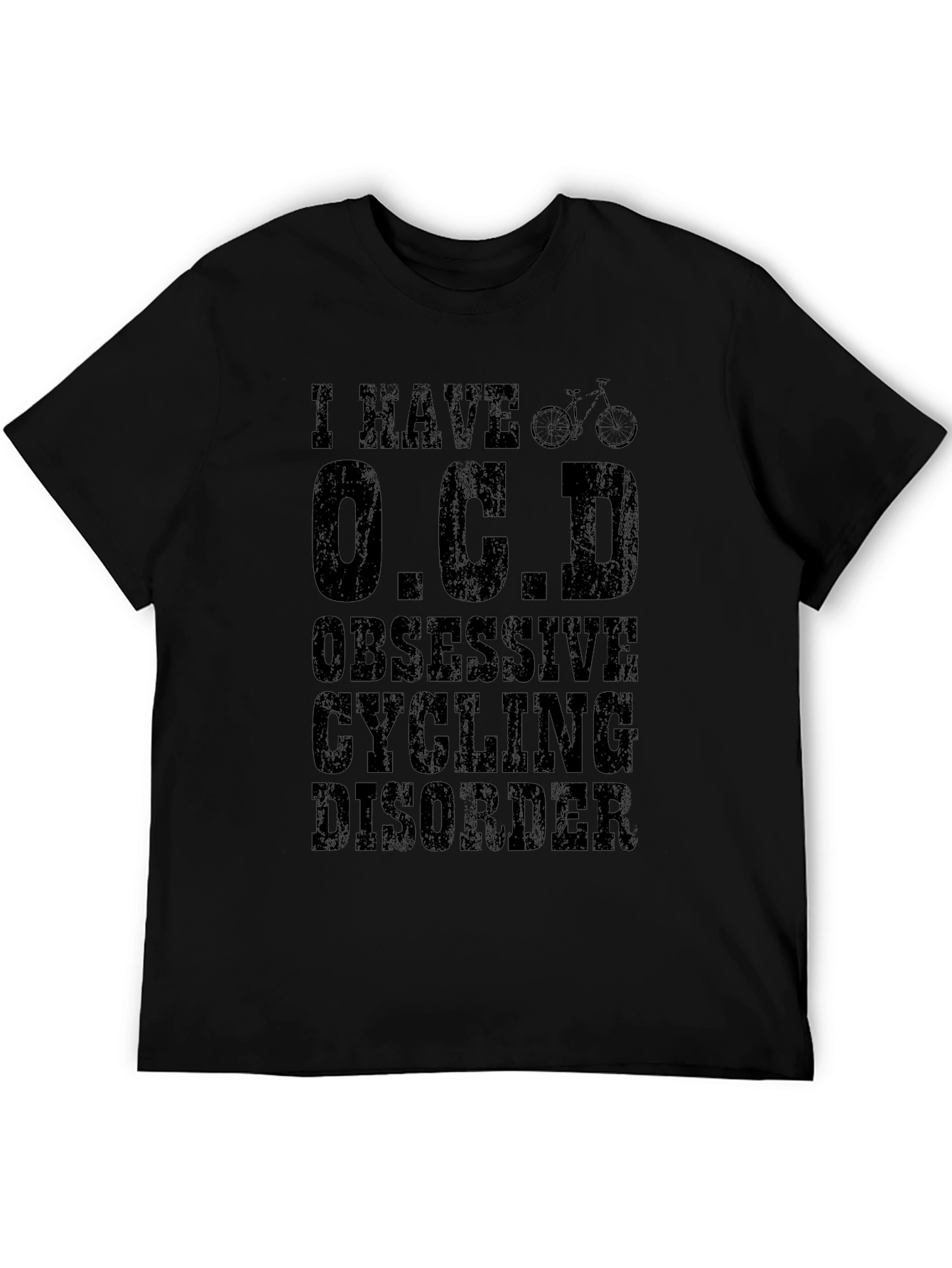 Black Funny OCD Obsessive Cycling Disorder T-Shirt view 5