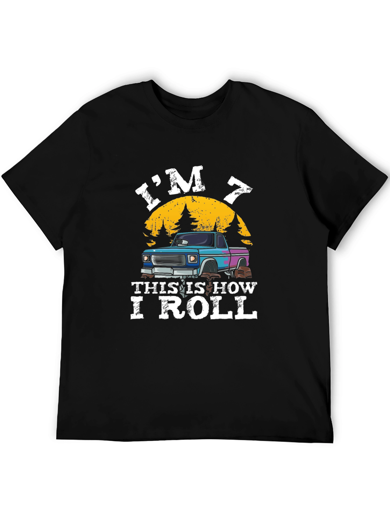 Black I'm 7 This Is How I Roll T-Shirt view 5