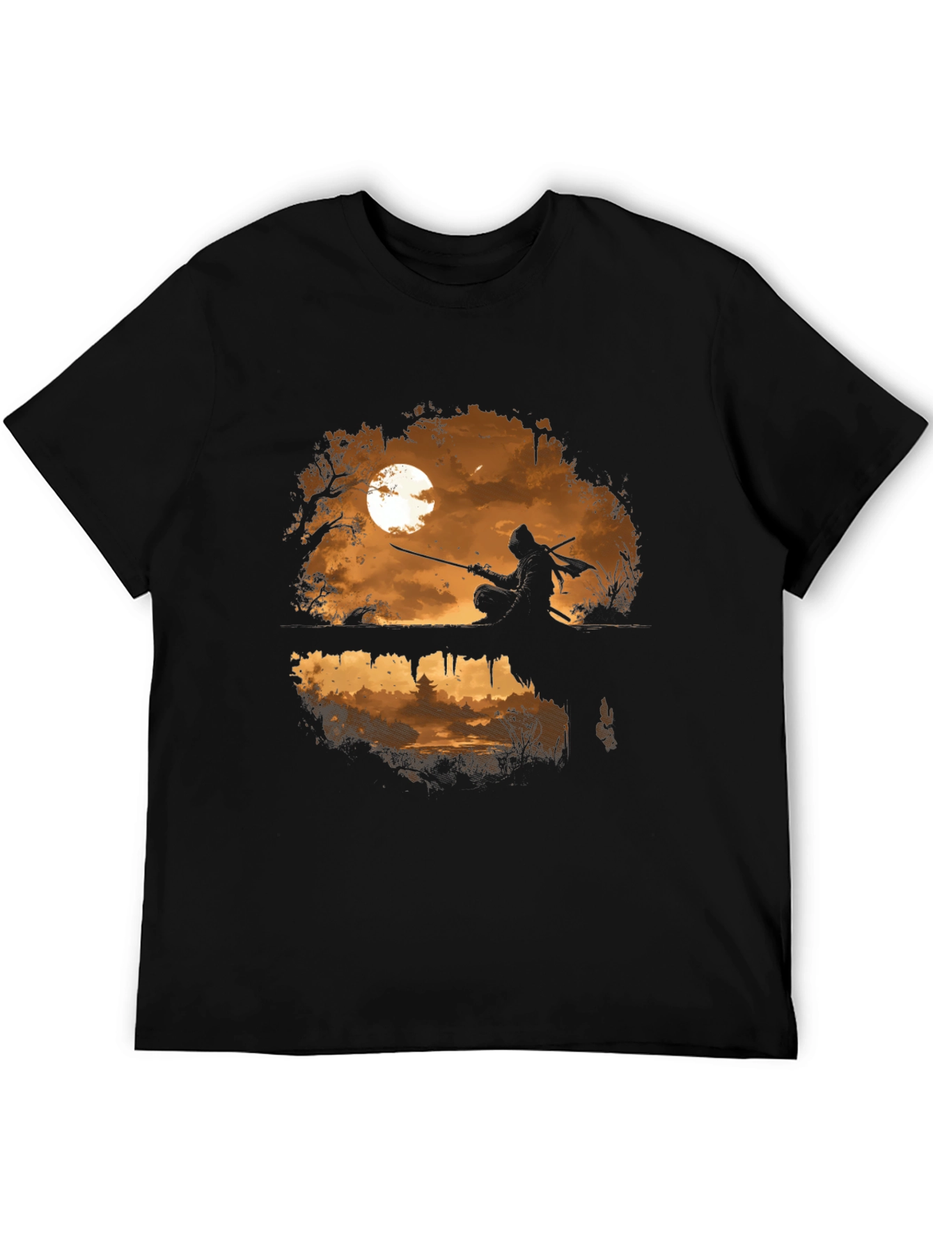 Black Ninja Moon T-Shirt - Unique Graphic Tee for Anime & Gaming Fans view 5