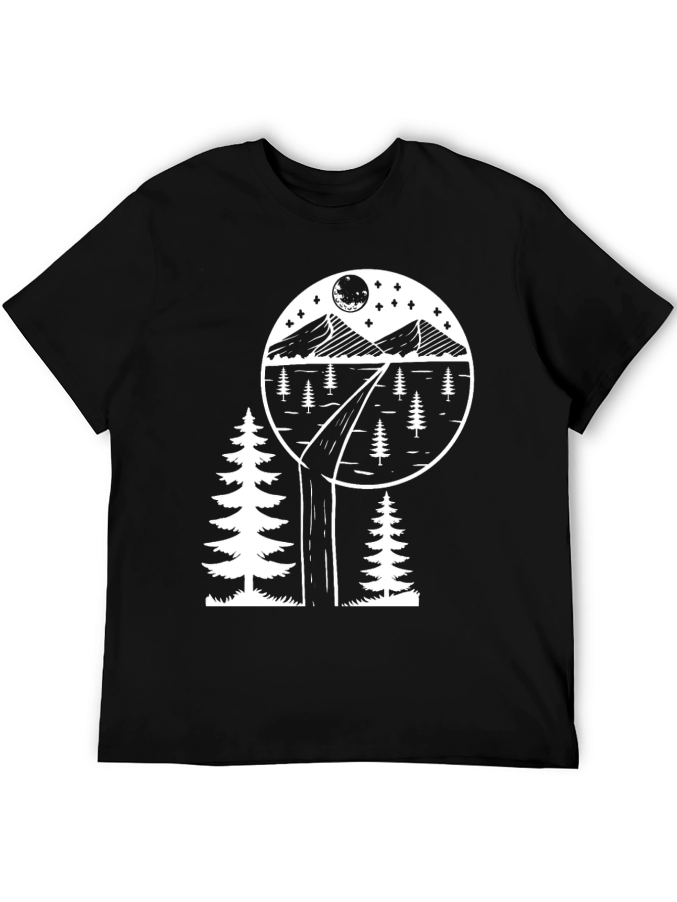 Black Nature Scene Graphic Tee - Black view 5