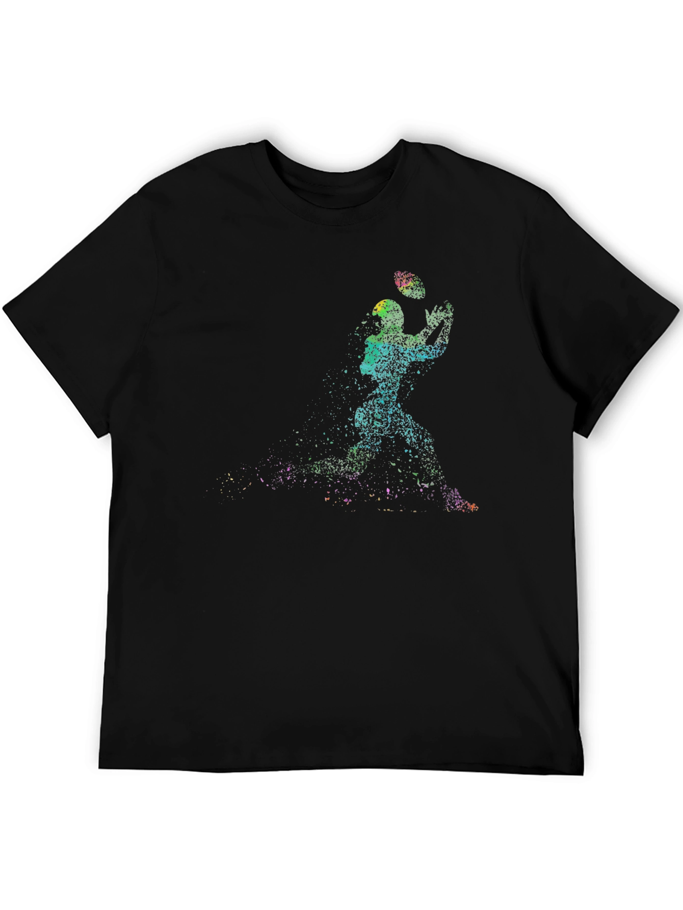 Black Colorful Football Player Graphic Tee view 5