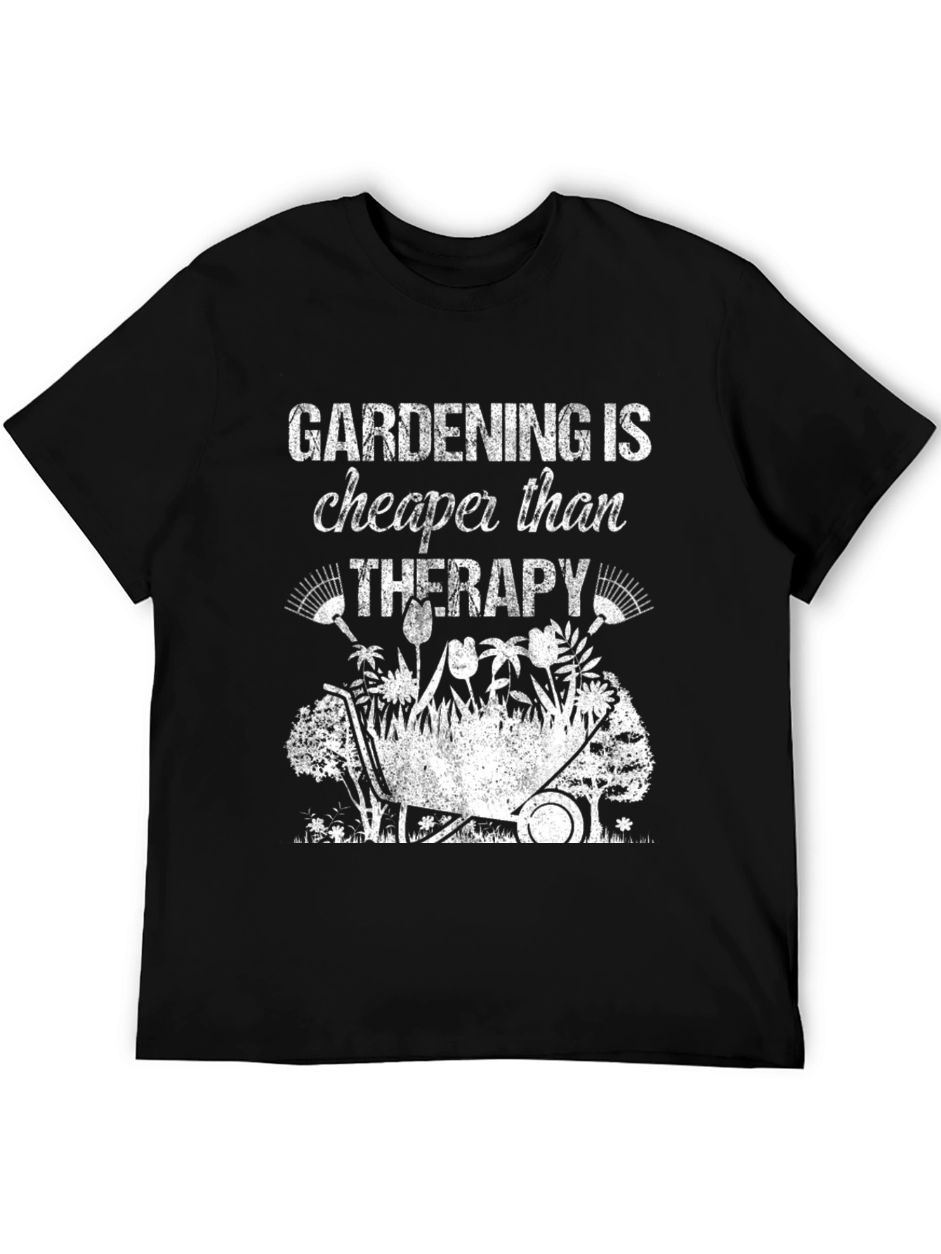 Black Gardening is Cheaper Than Therapy Graphic Tee view 5