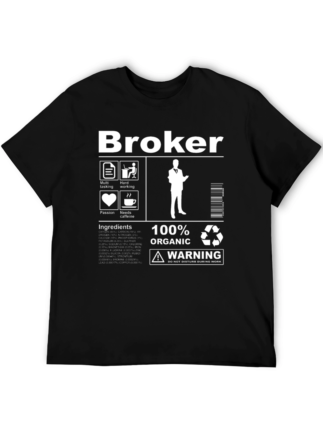 Black Broker Organic Ingredient T-Shirt view 5