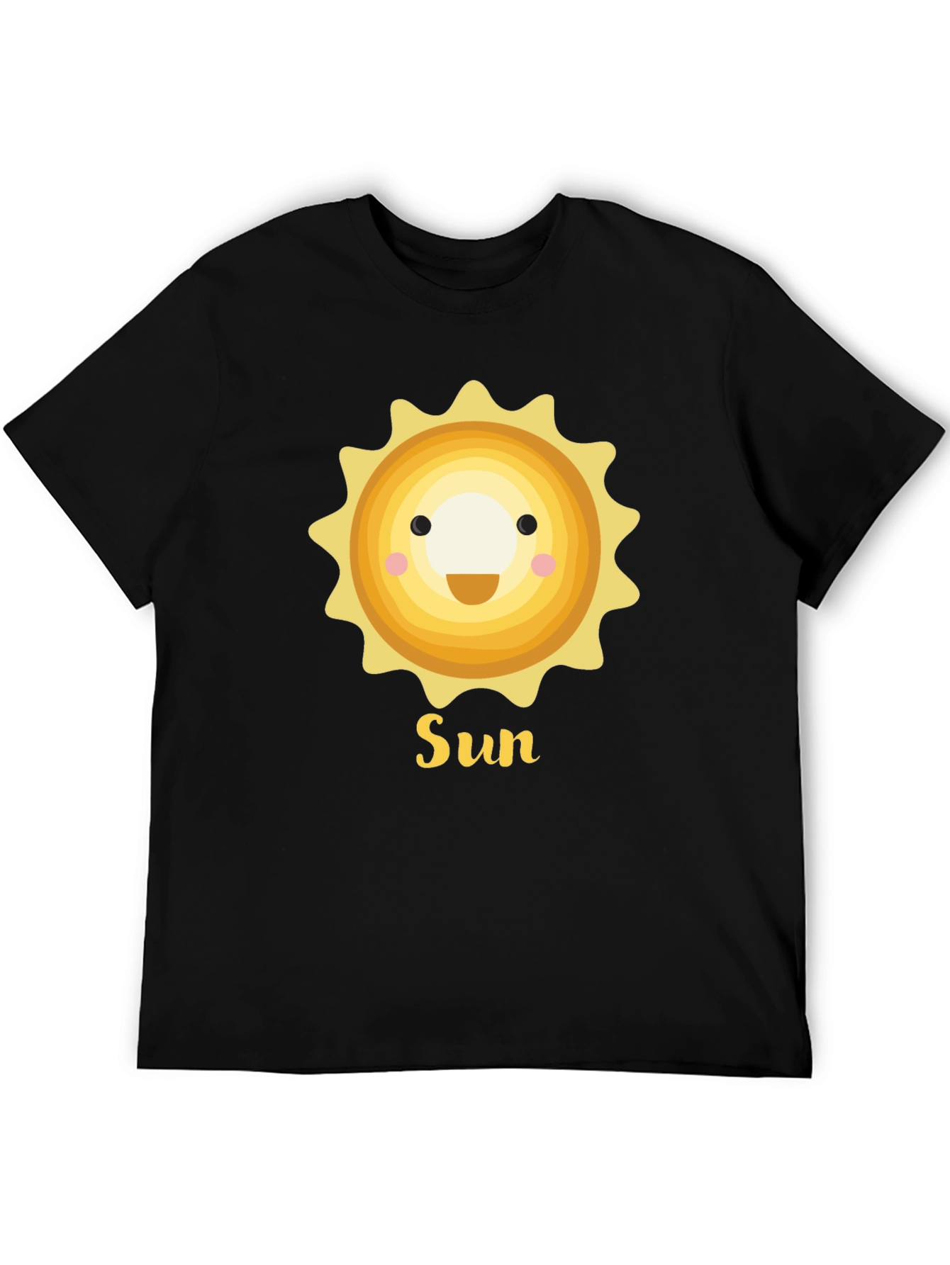 Black Smiling Sun Graphic T-Shirt - Black Crew Neck view 5