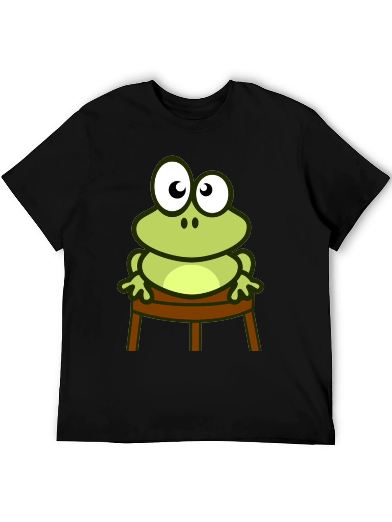 Black Frog On Chair Graphic Tee - Cool Cartoon Frog Design view 5