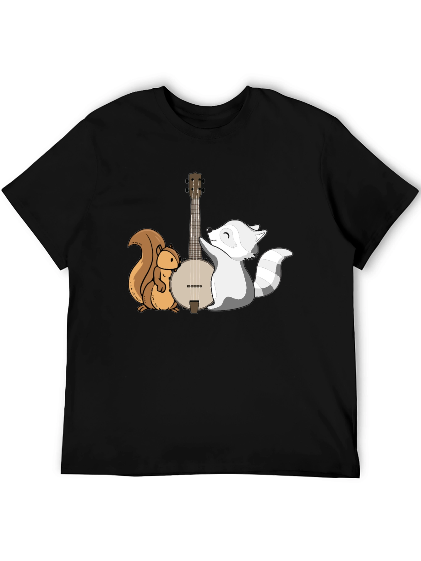 Black Squirrel & Raccoon Banjo T-Shirt view 5