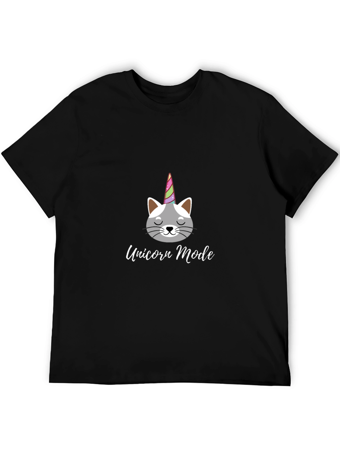 Black Unicorn Mode Cat T-Shirt Funny Novelty Tee view 5