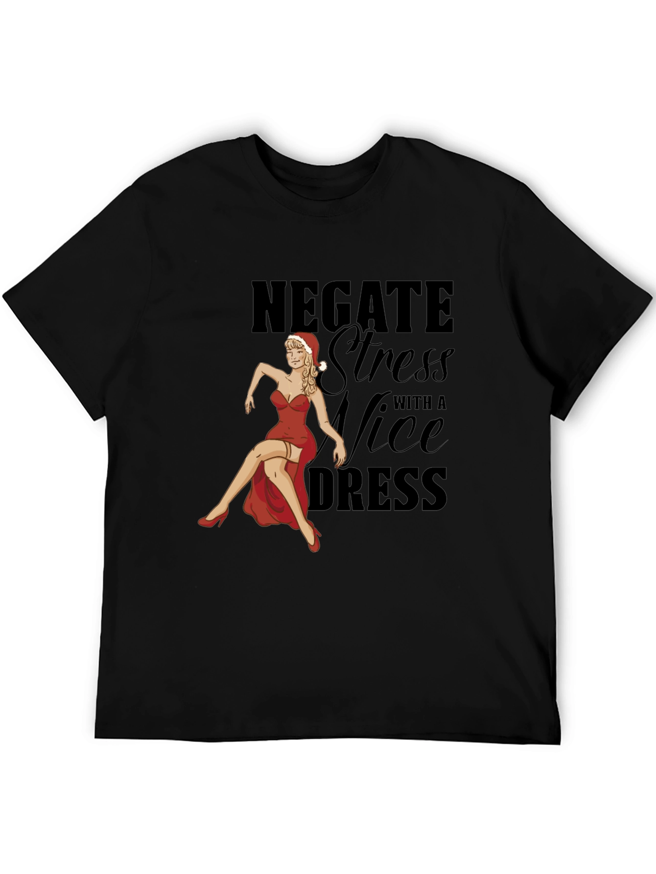 Black Negate Stress Nice Dress T-Shirt view 5
