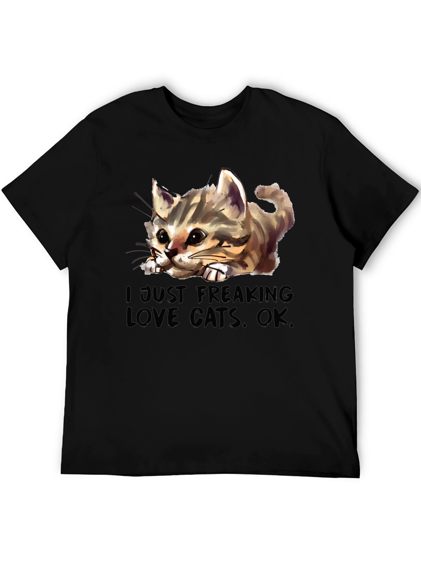 Black I Just Freaking Love Cats Black T-Shirt view 5