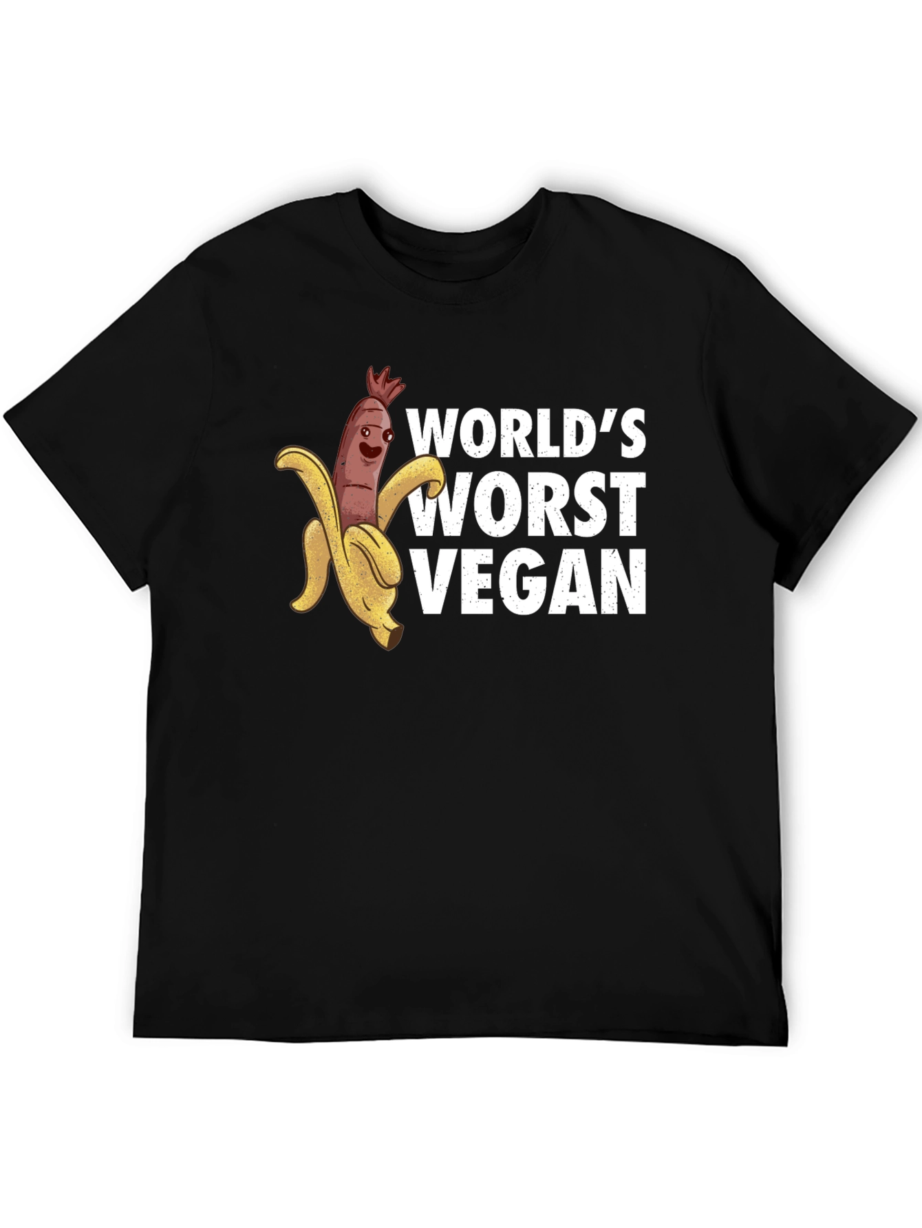 Black World's Worst Vegan Graphic T-Shirt view 5