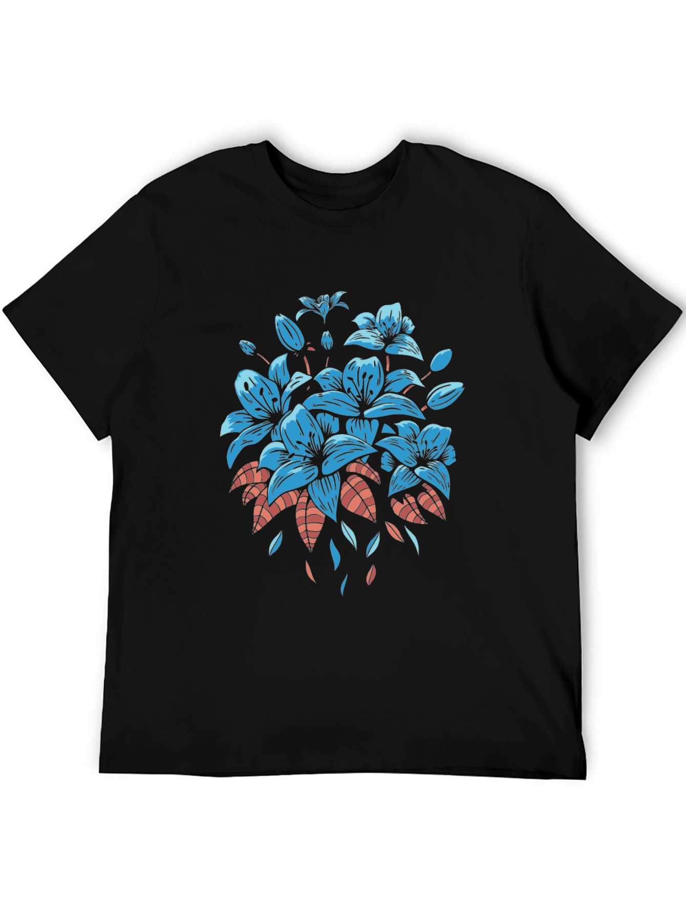 Black Floral Graphic Print Black T-Shirt view 5