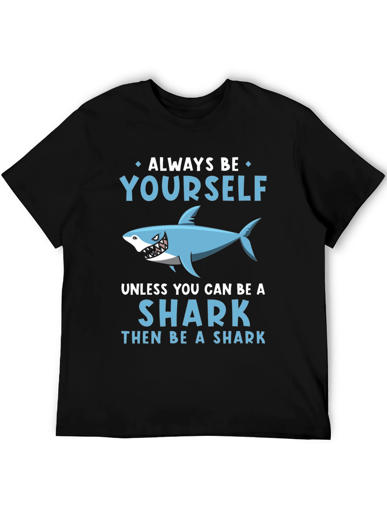 Black Funny Shark Graphic Tee - Always Be Yourself Shirt view 5