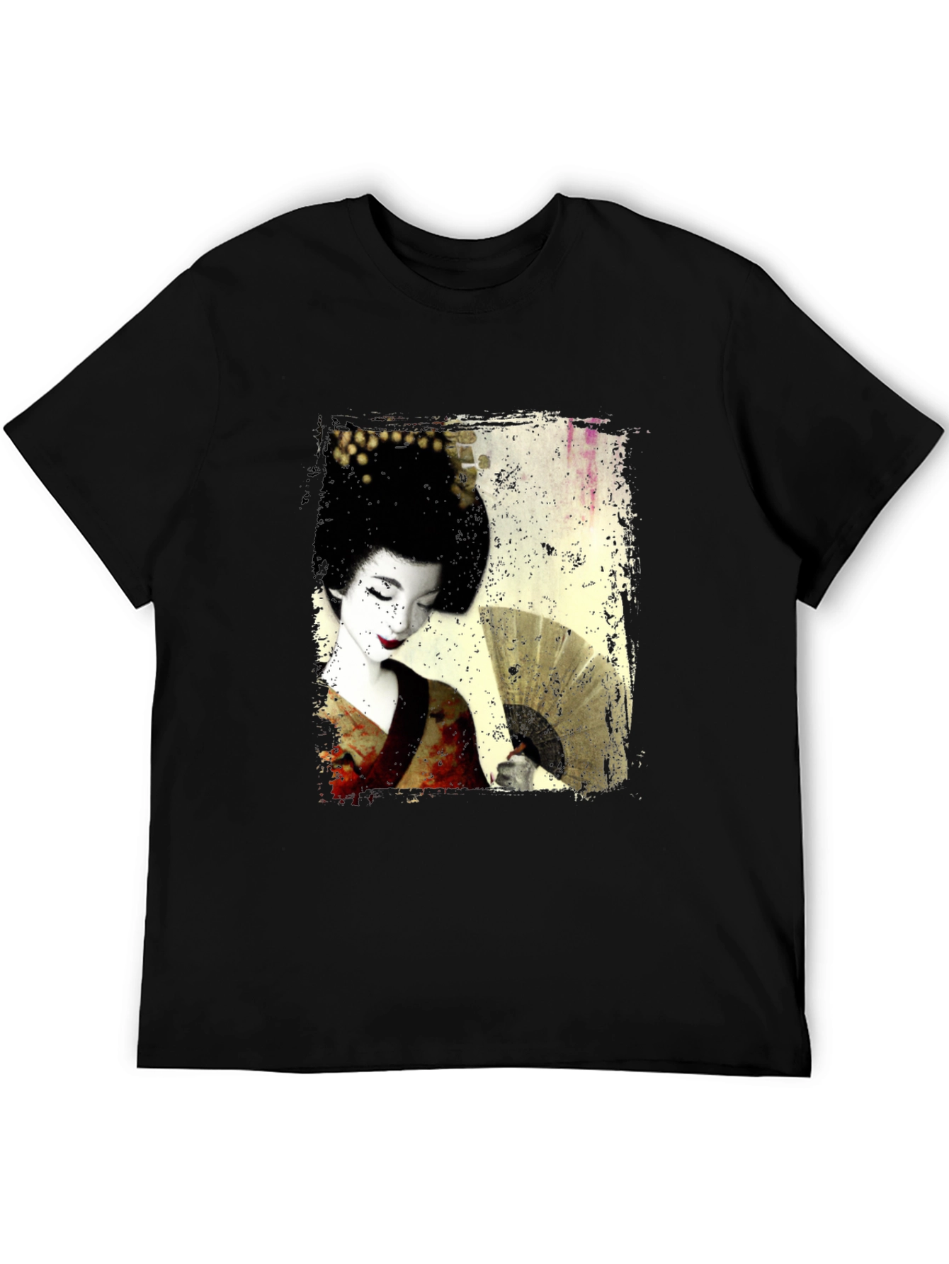 Black Geisha Print Black T-Shirt view 5