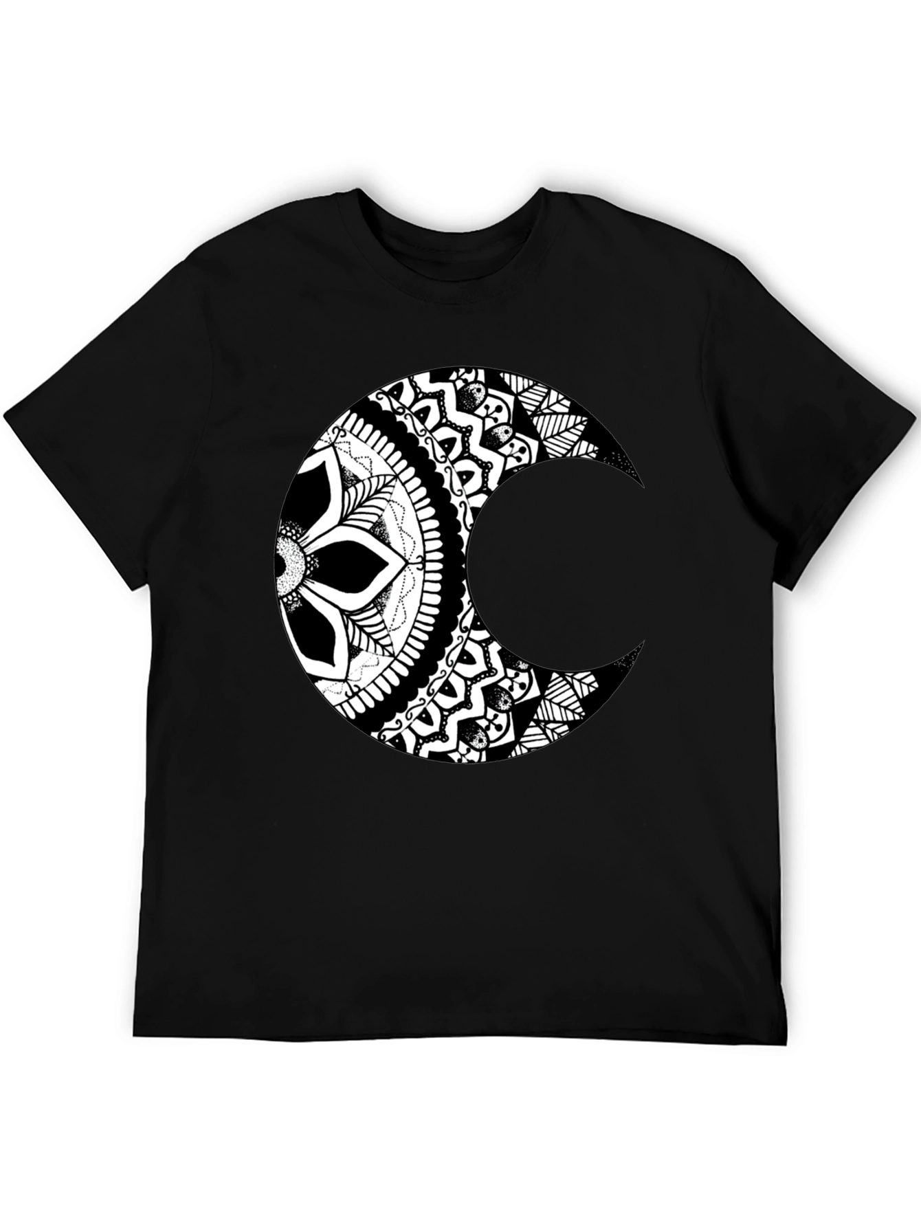 Black Moon Mandala Graphic Tee - Stylish Black T-Shirt view 5