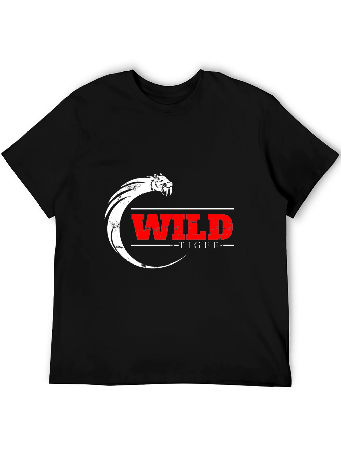 Black Wild Tiger Graphic Black T-Shirt view 5