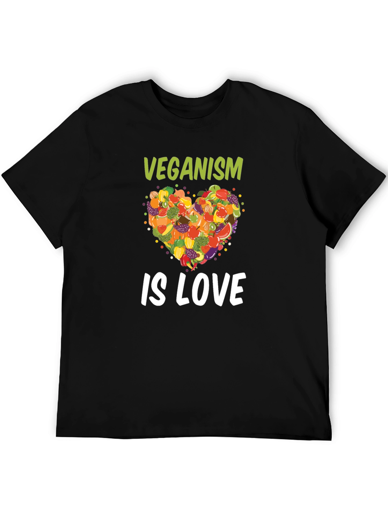 Black Veganism Is Love T-Shirt Fruit Heart Tee view 5
