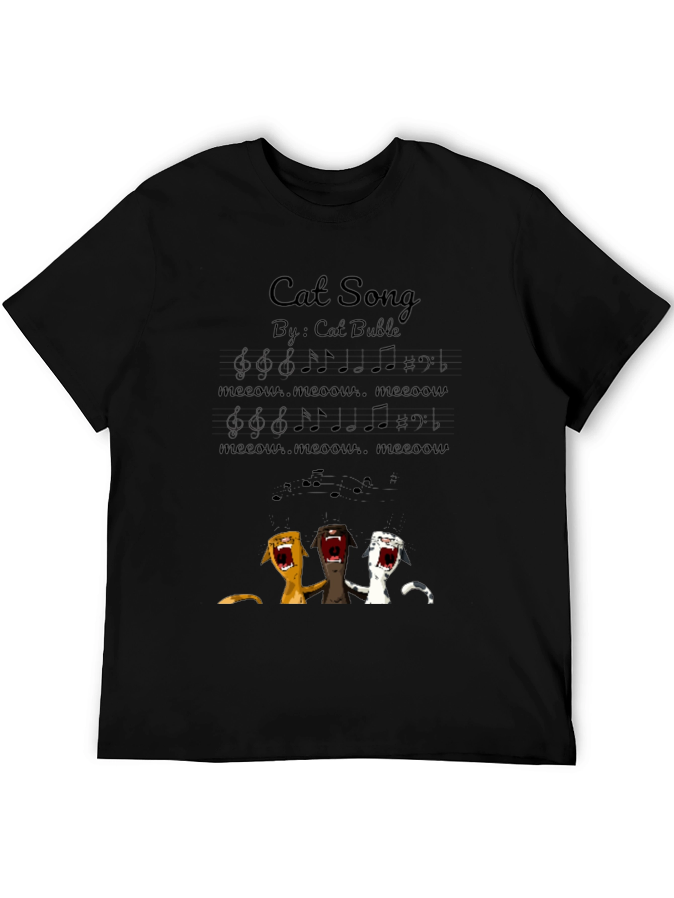 Black Cat Song T-Shirt - Meow Music Tee view 5