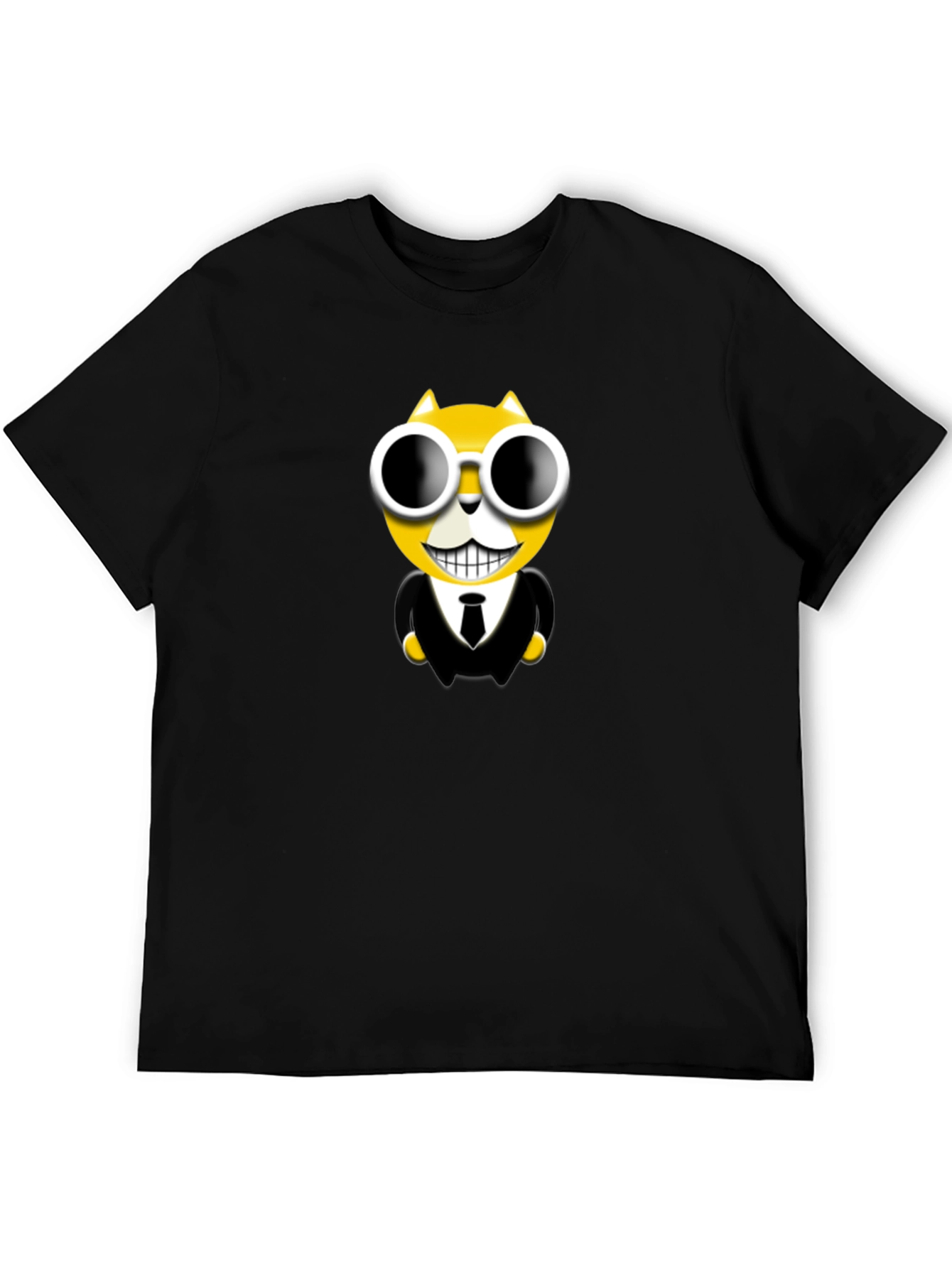 Black Cool Cat in Suit Graphic T-Shirt view 5