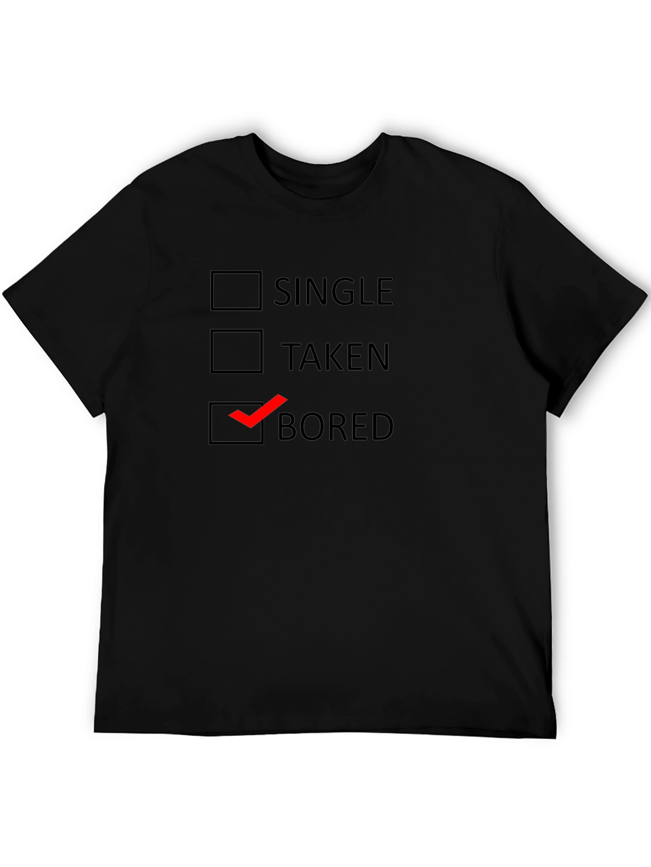 Black Bored Checklist Graphic Tee - Casual Cotton T-Shirt view 5