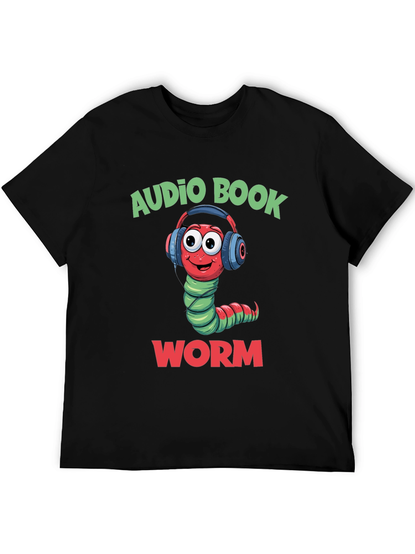 Black Audio Book Worm T-Shirt view 5
